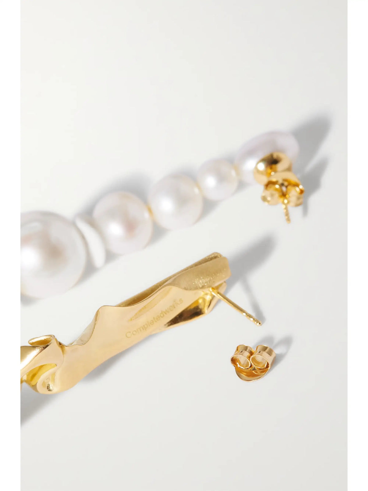 Crumple Gold Vermeil, Pearl And Ceramic Earrings