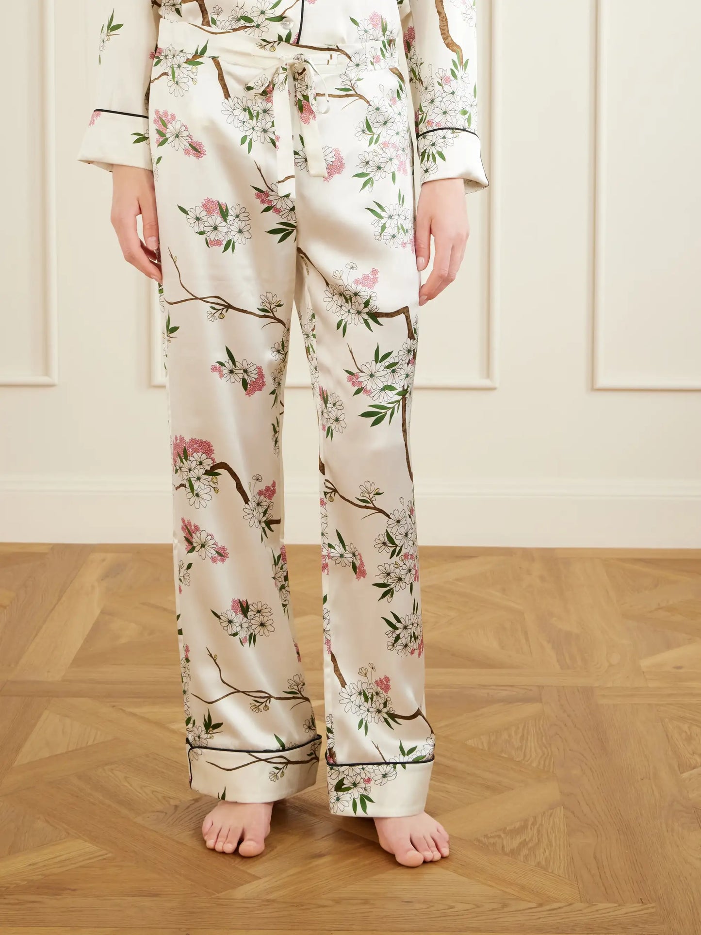 Lila Floral-print Silk-satin Pajama Set