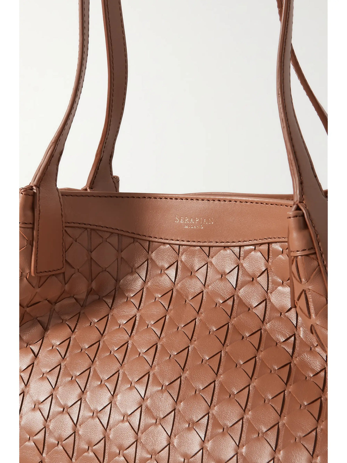 Serapian Secret Small Woven Leather Tote