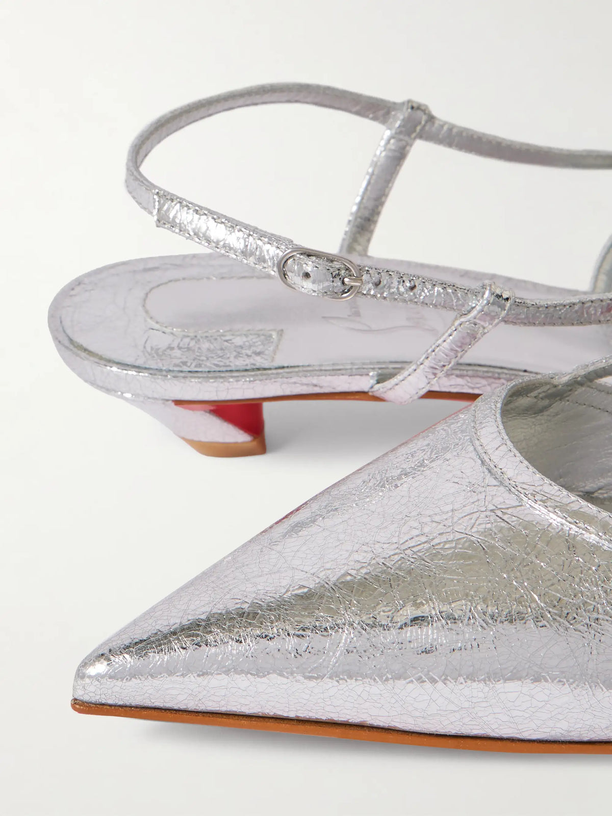 Miss Z Slingina 25 Metallic Crinkled-leather Slingback Pumps