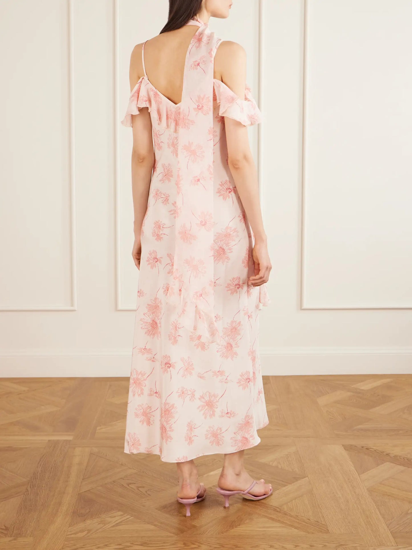 Daisy Ruffled Floral-print Silk Chiffon Midi Dress