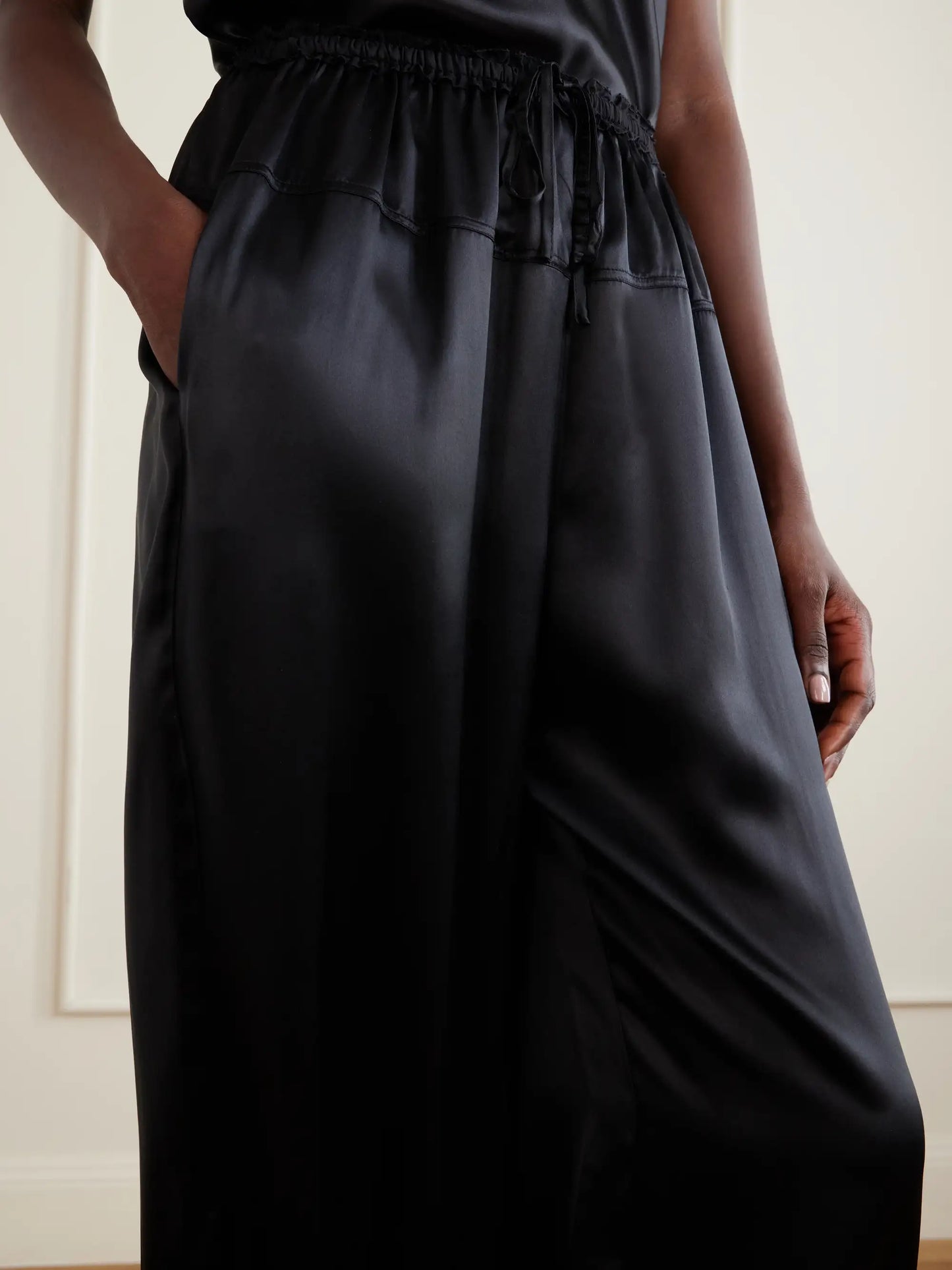 Camile Cinched Ruffled Silk Balloon Pants