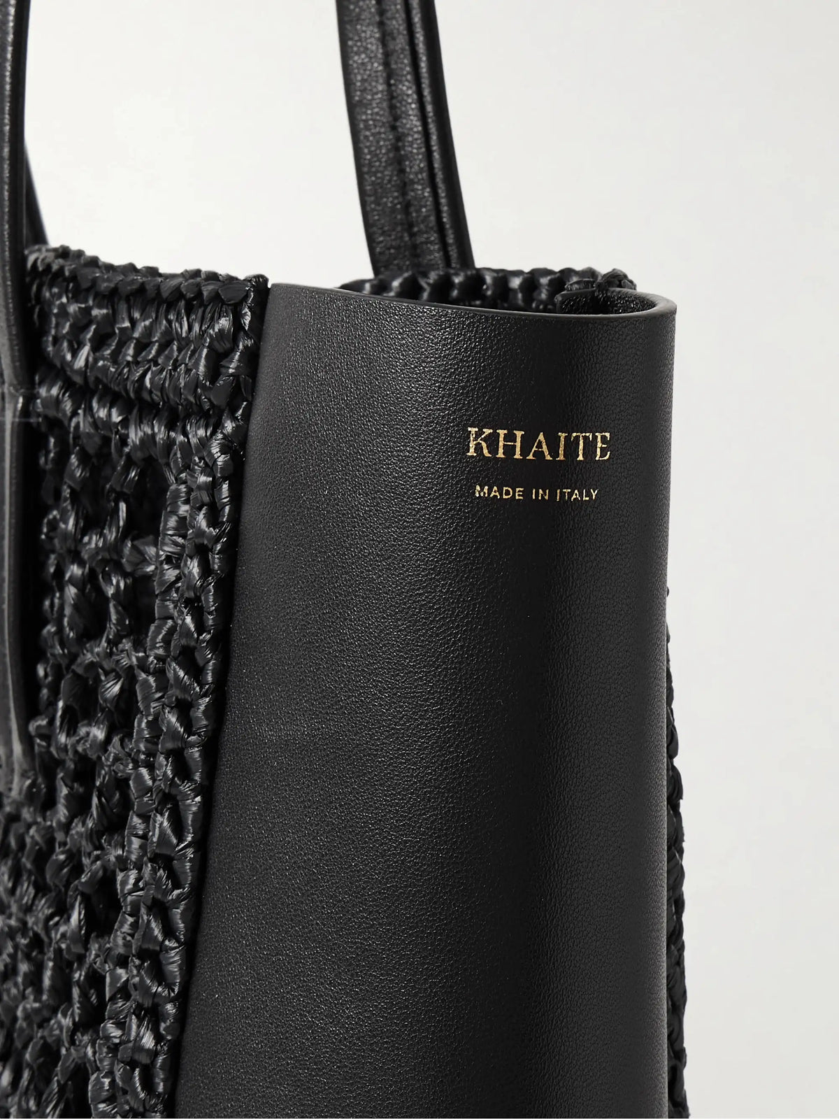 Zoe Small Leather And Raffia Tote