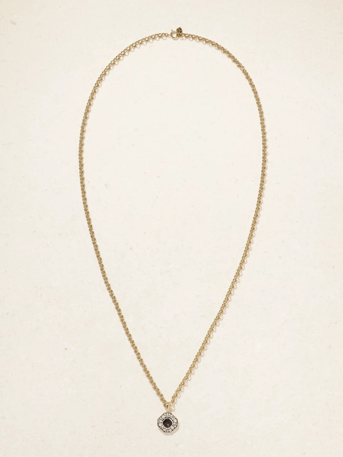By Pariah Octagon 14-karat Recycled Gold, Smokey Quartz And Diamond Necklace