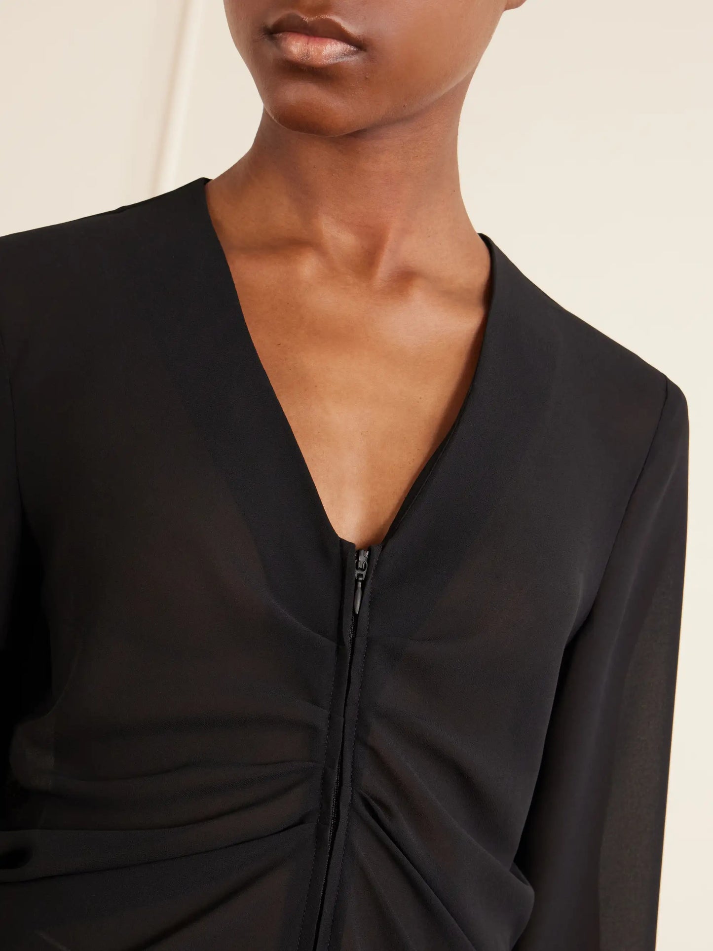 Jersey Zip-up Blouse