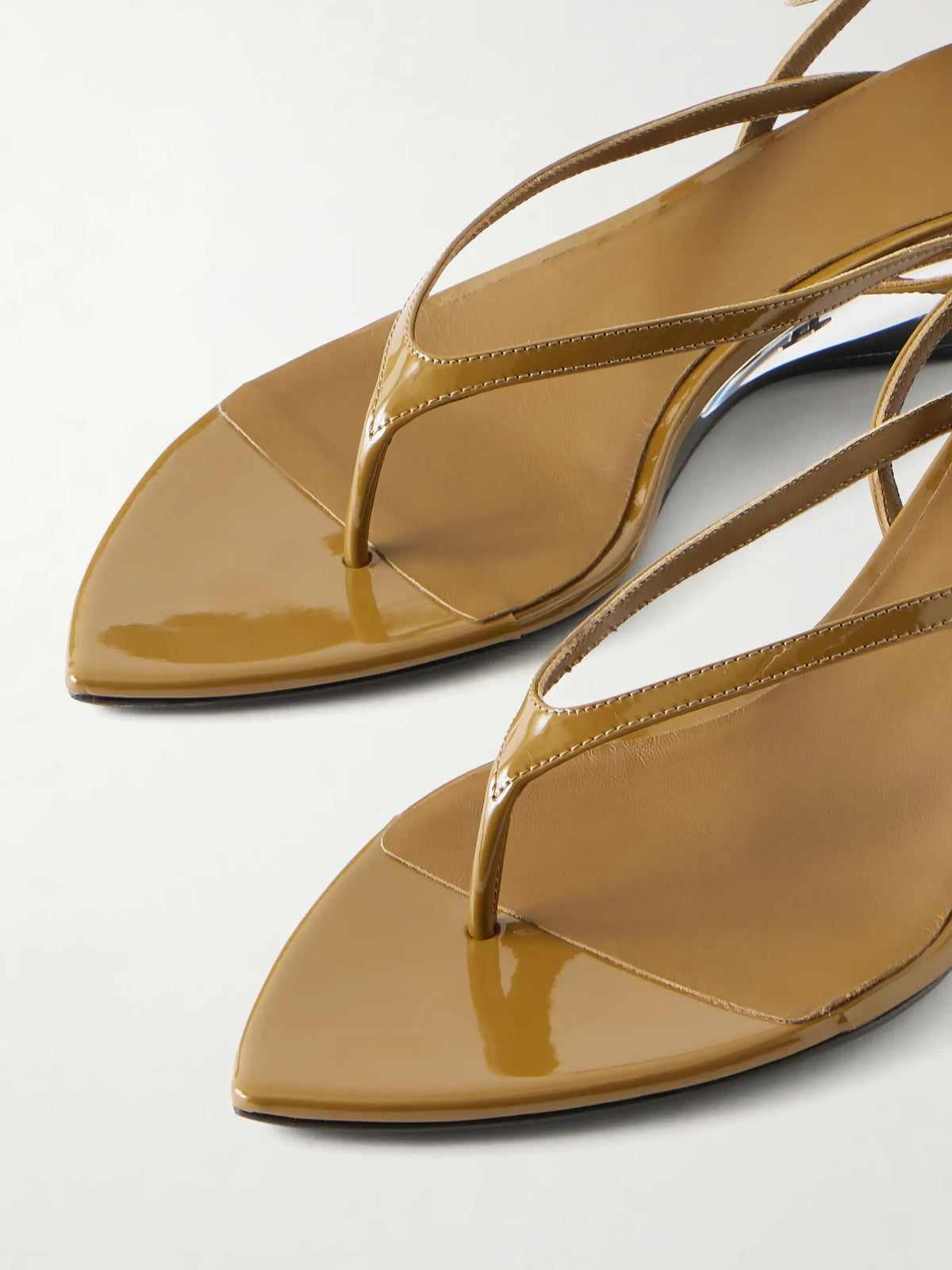 Patent Leather And Plexiglass Wedge Sandals