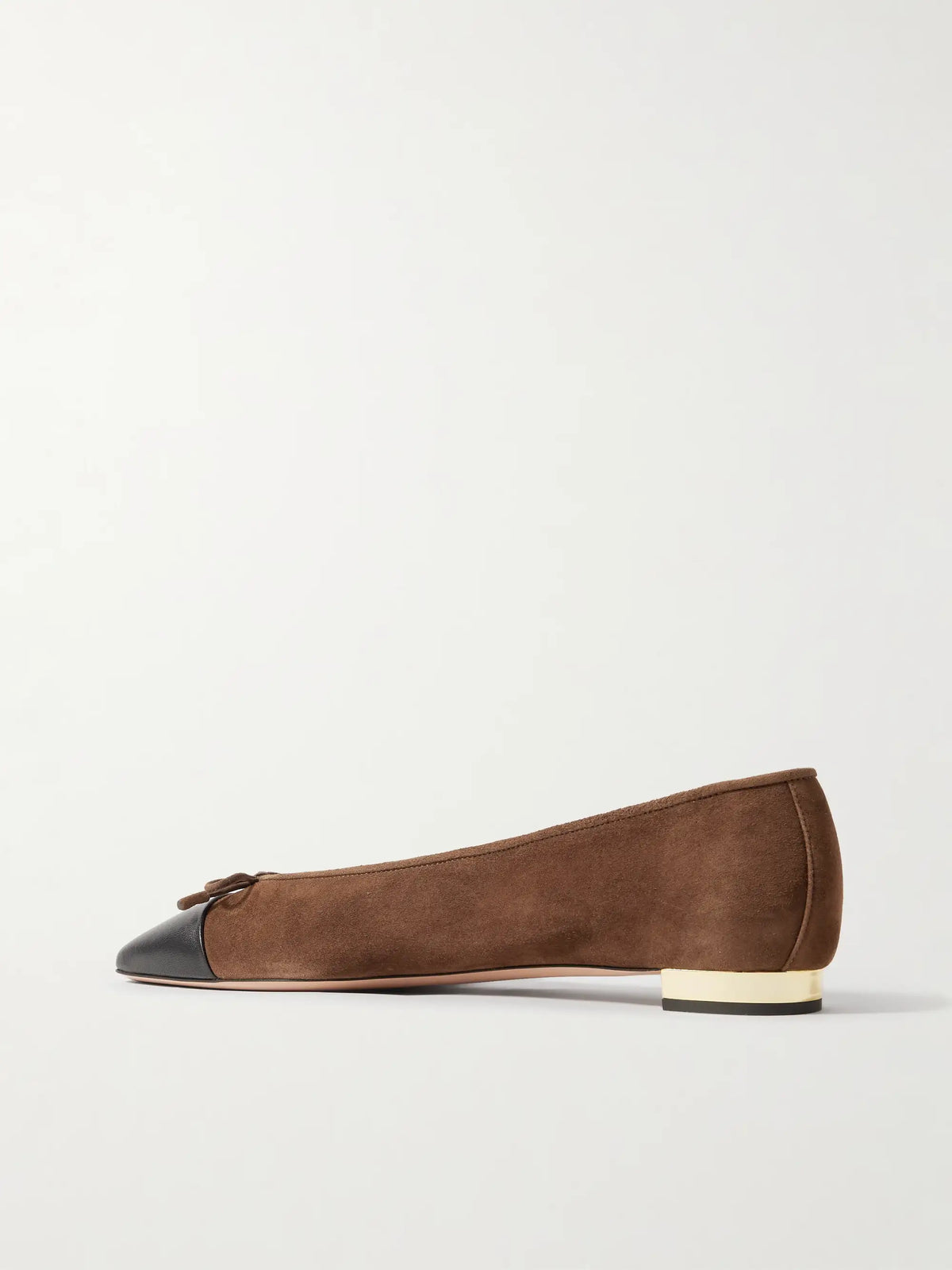 Gioia Bow-detailed Leather-trimmed Suede Ballet Flats