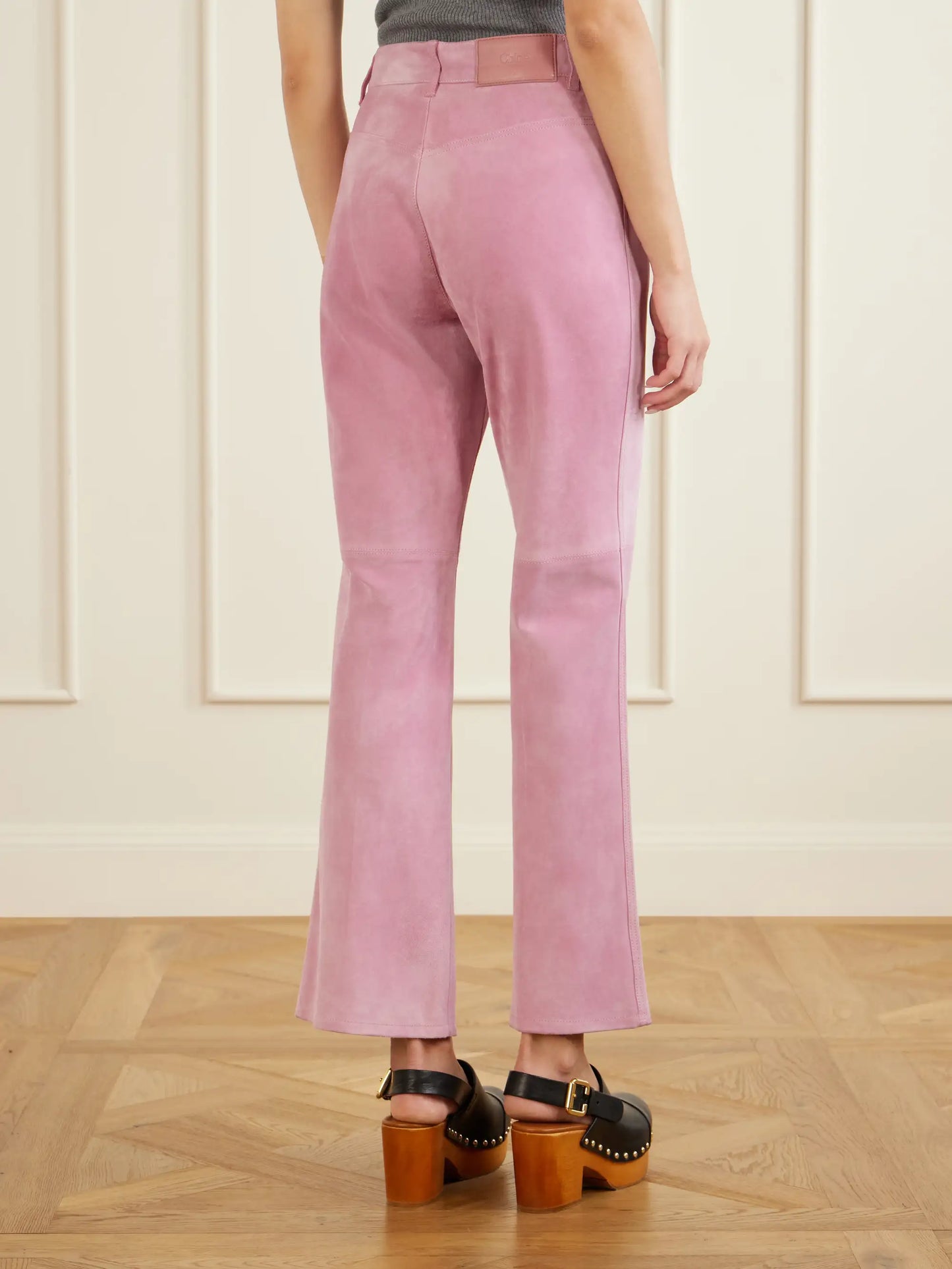 Suede Straight-leg Pants