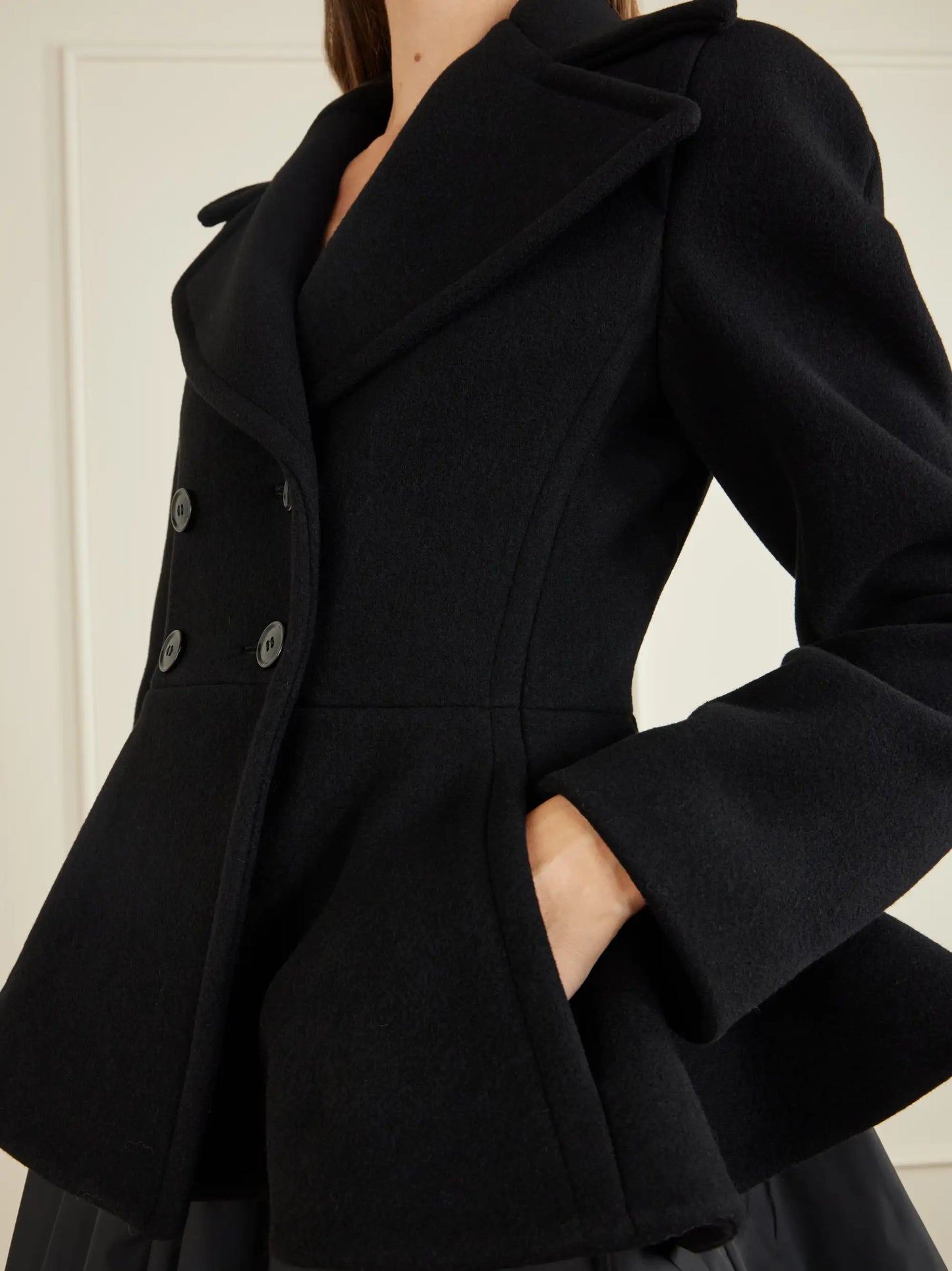 Double-breasted Wool-blend Peplum Coat