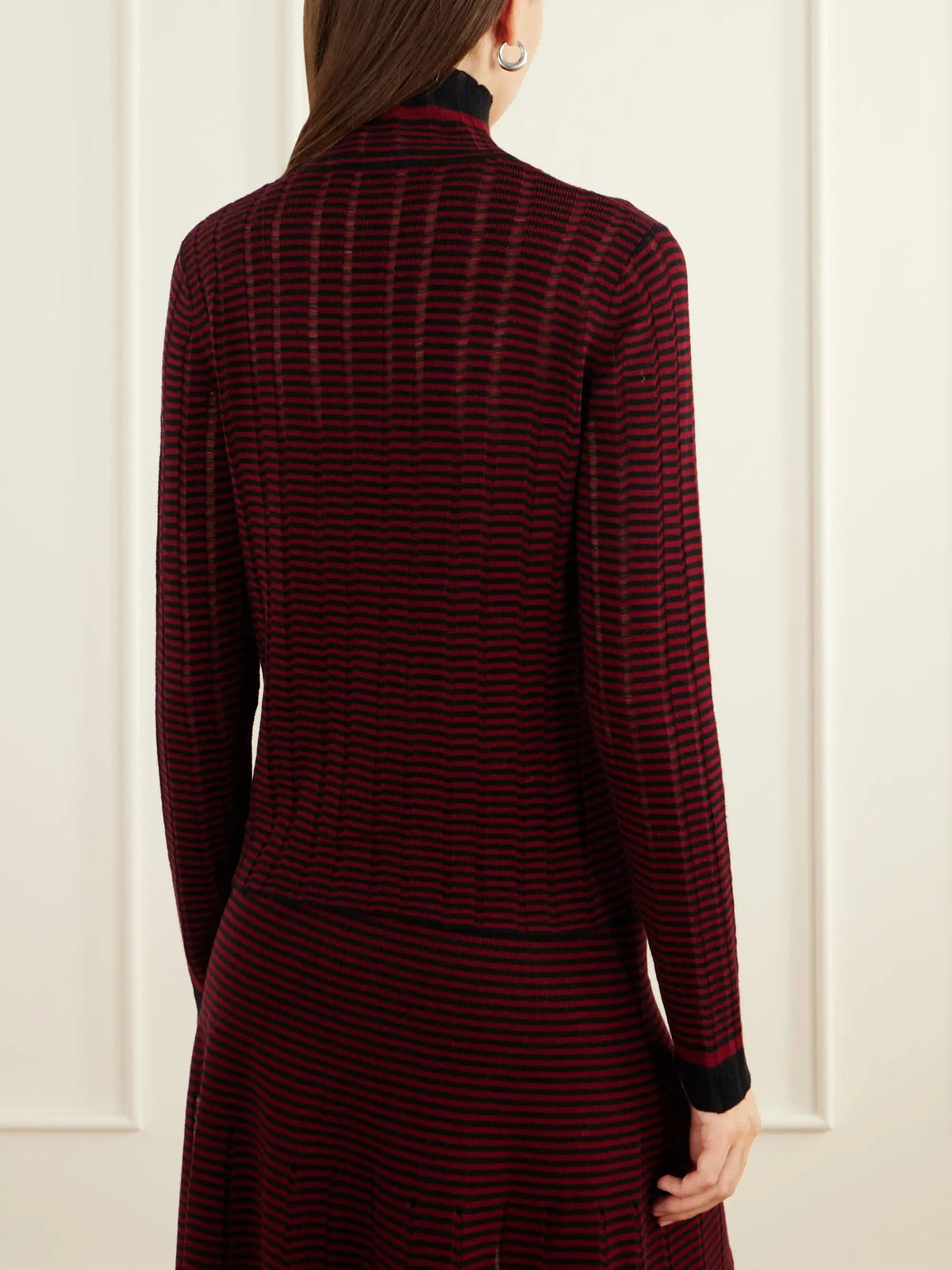 Proenza Schouler White Label Stina Striped Ribbed Wool And Cotton-blend Turtleneck Sweater