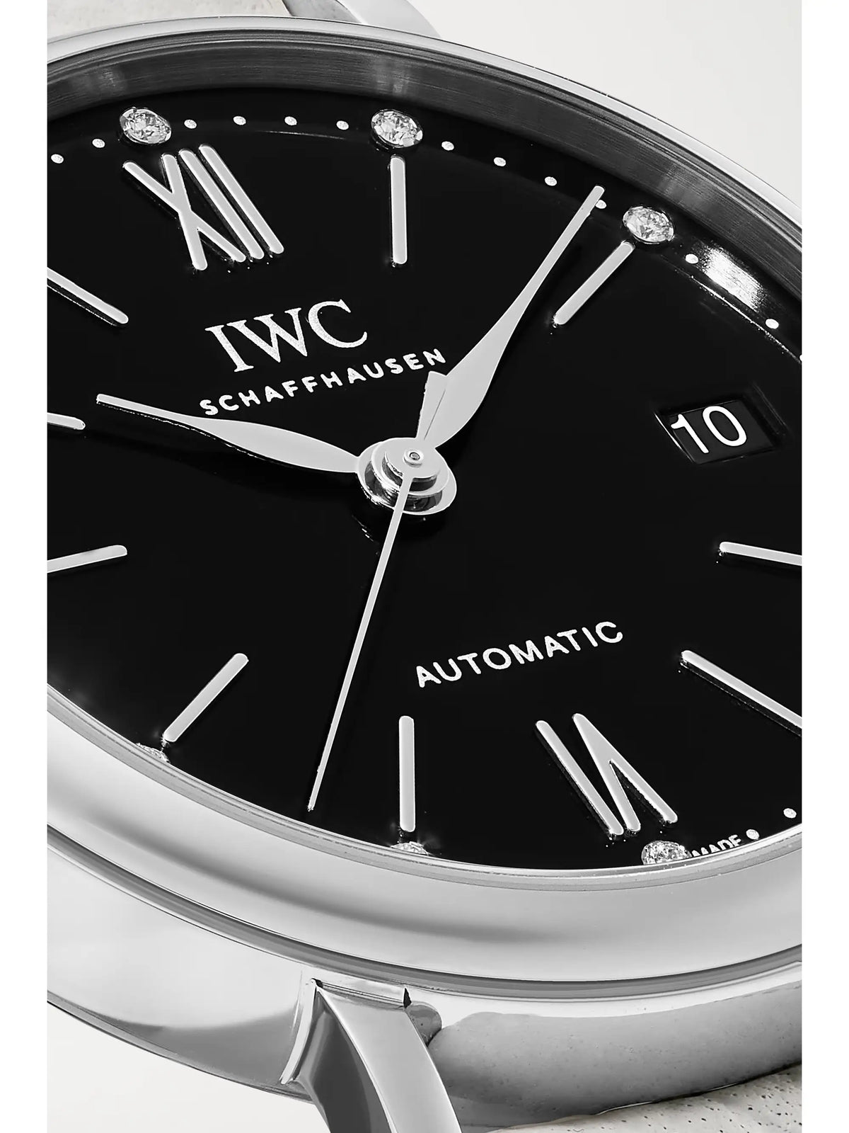 Portofino Automatic 37mm Stainless Steel, Textured-leather And Diamond Watch