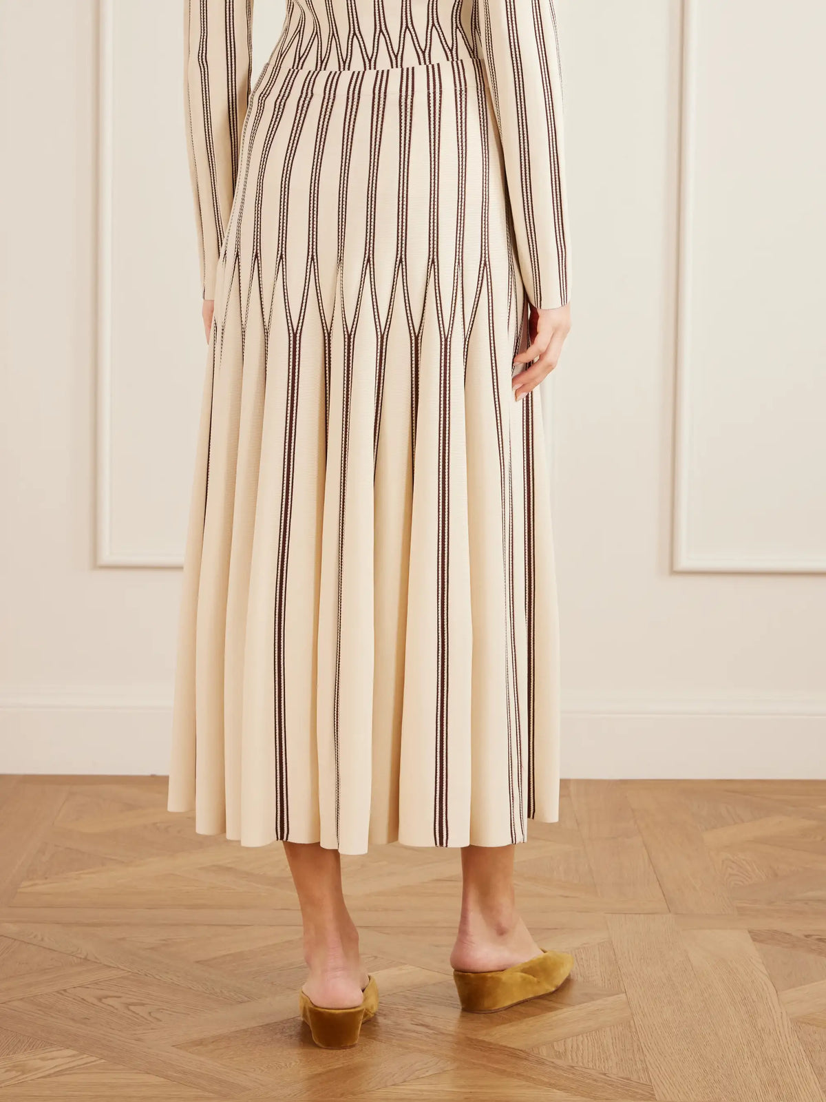 Zimmermann Valiant Striped Knitted Midi Skirt