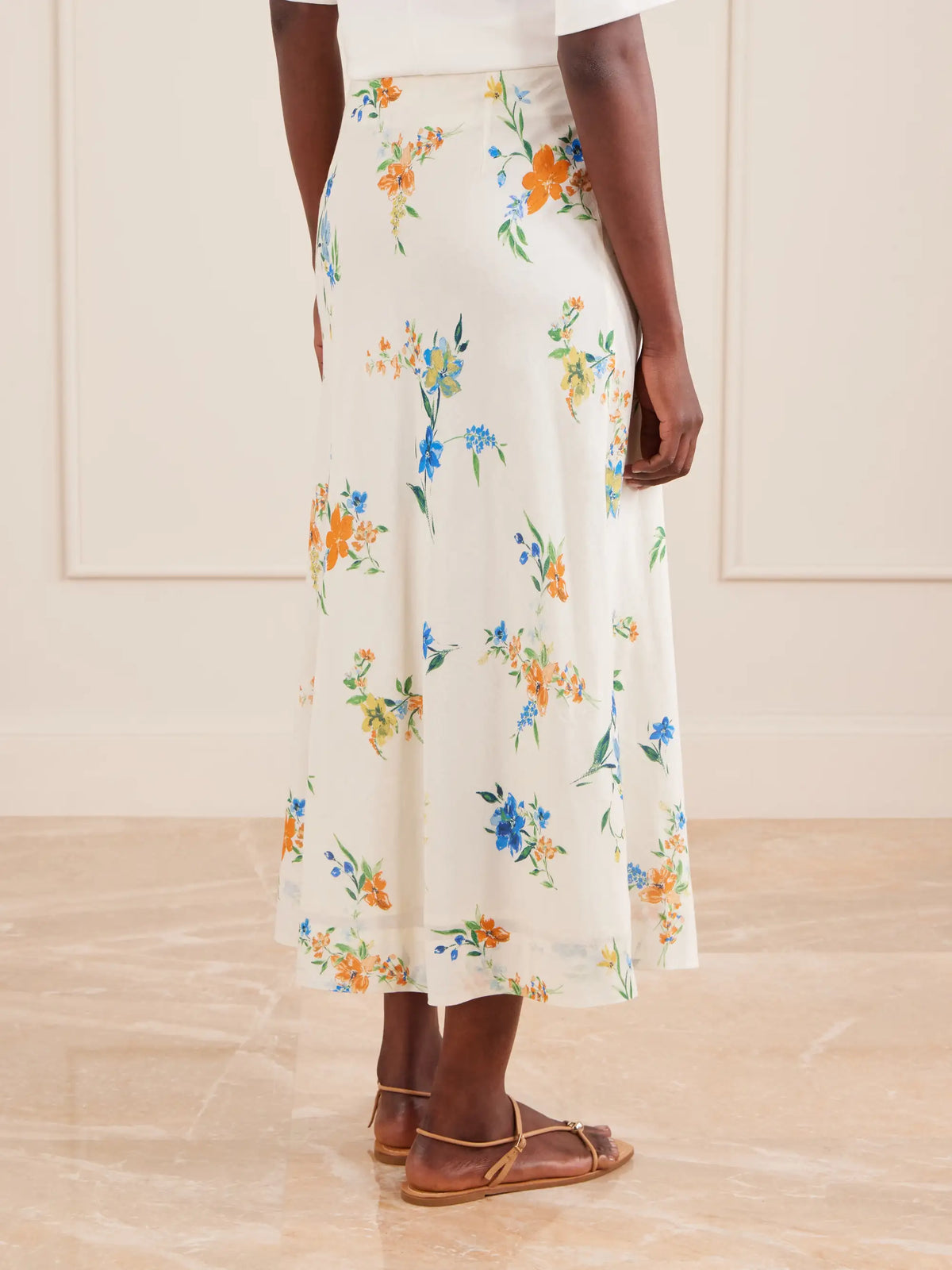 Mila Floral-print Organic Cotton Midi Skirt