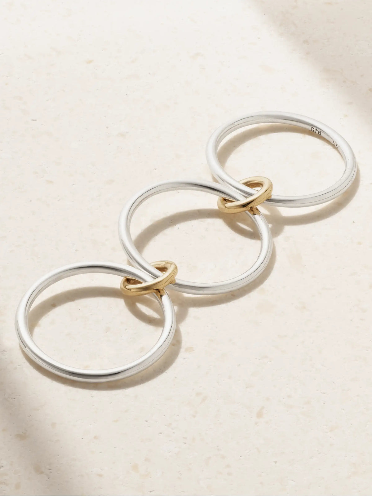 Solarium Set Of Three Sterling Silver And 18-karat Gold Rings