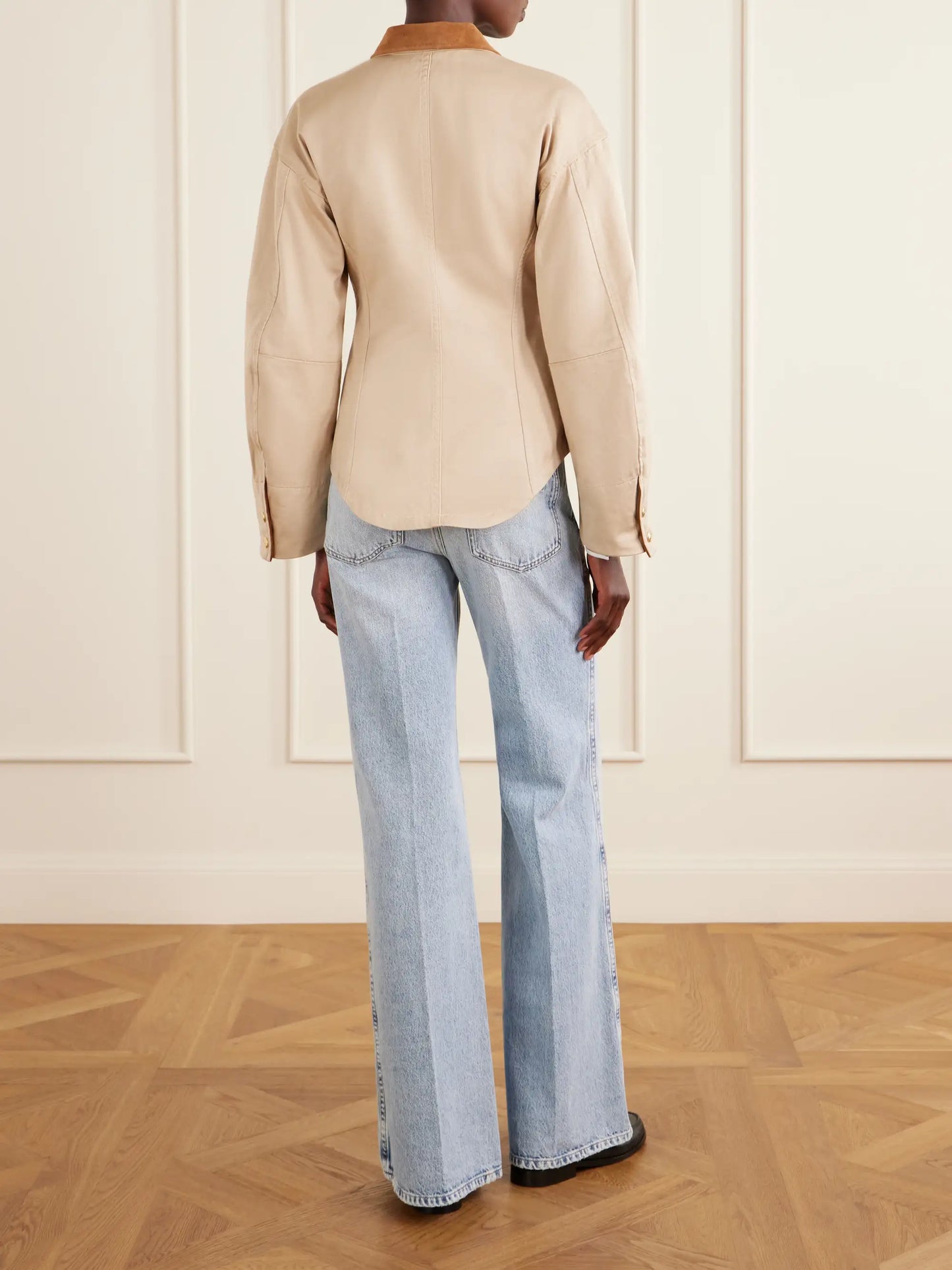 The Lennox Suede-trimmed Organic Cotton-twill Jacket