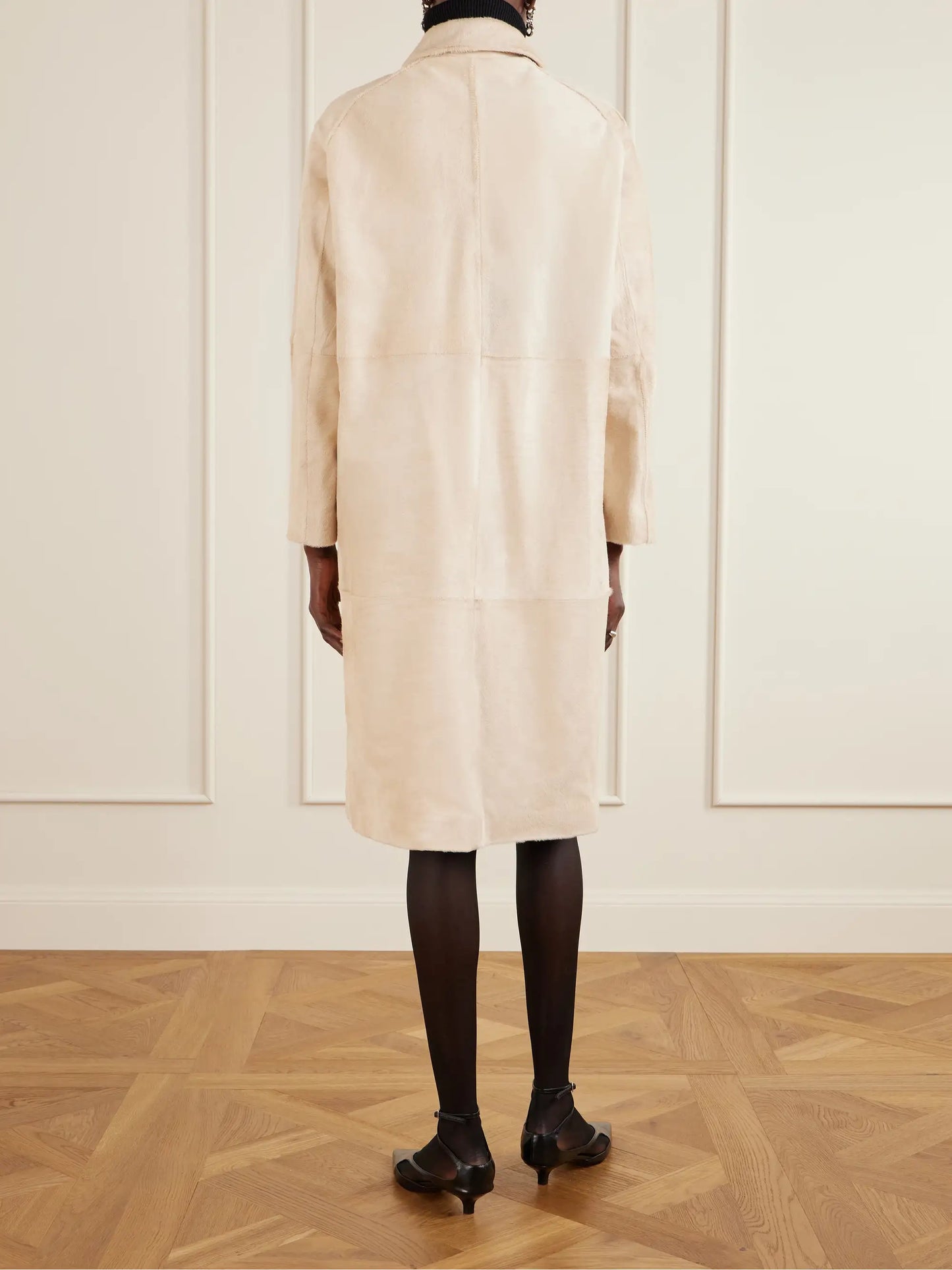 Paneled Calf Hair Coat