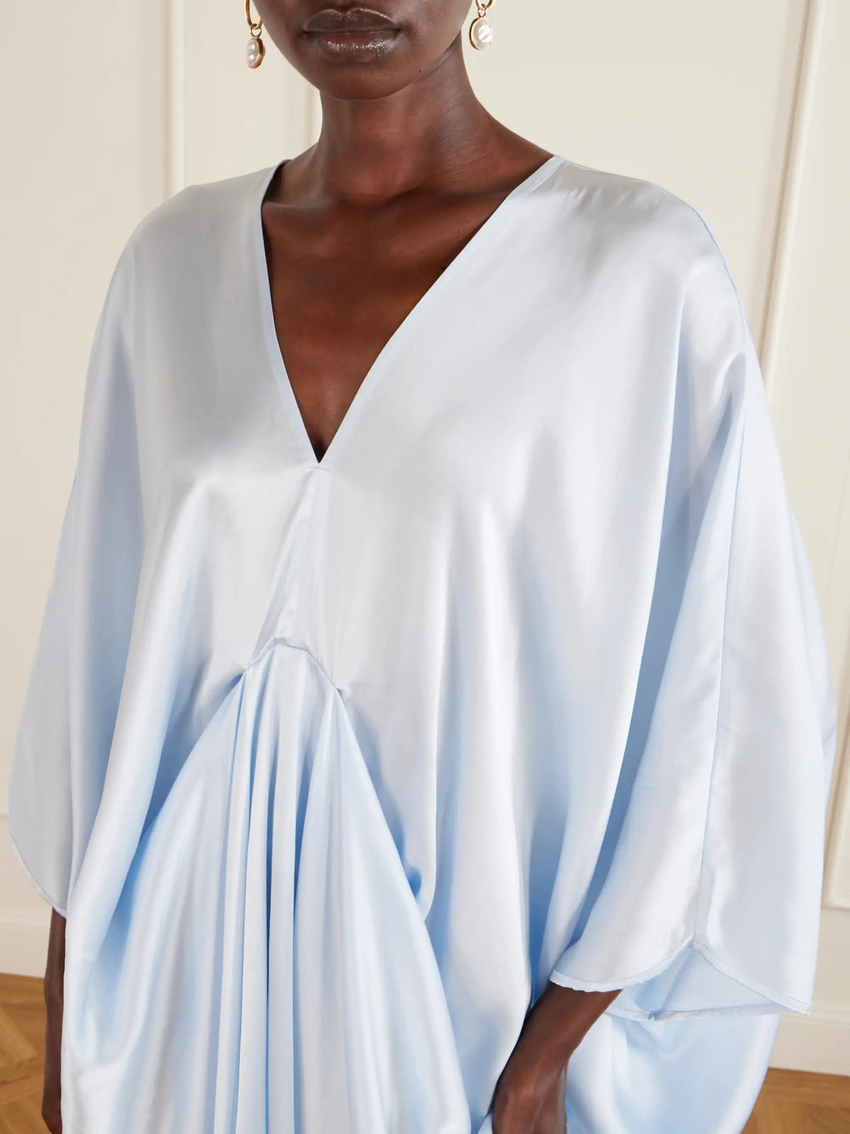 Draped Silk-satin Kaftan