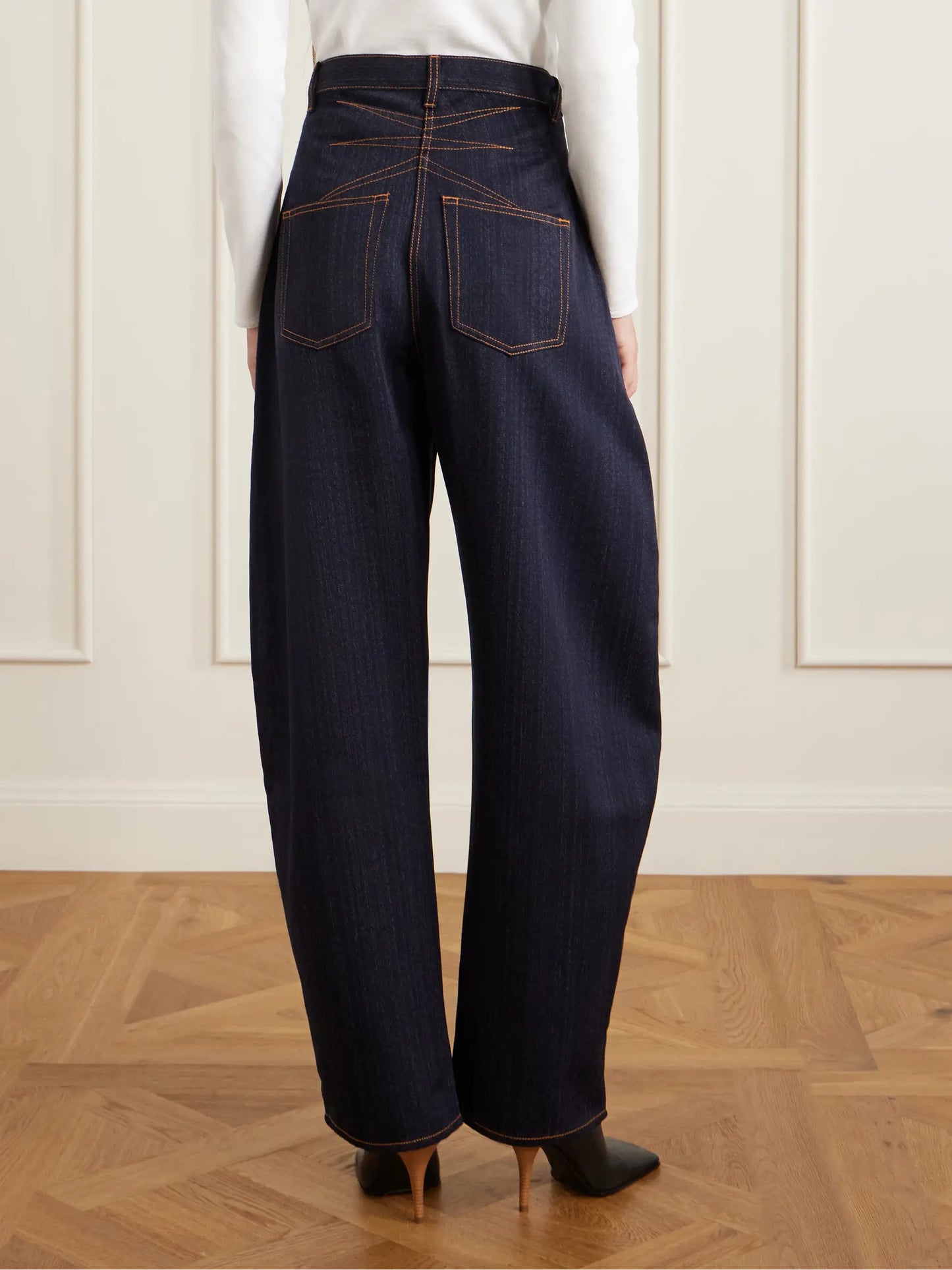 Denim High-rise Barrel-leg Jeans