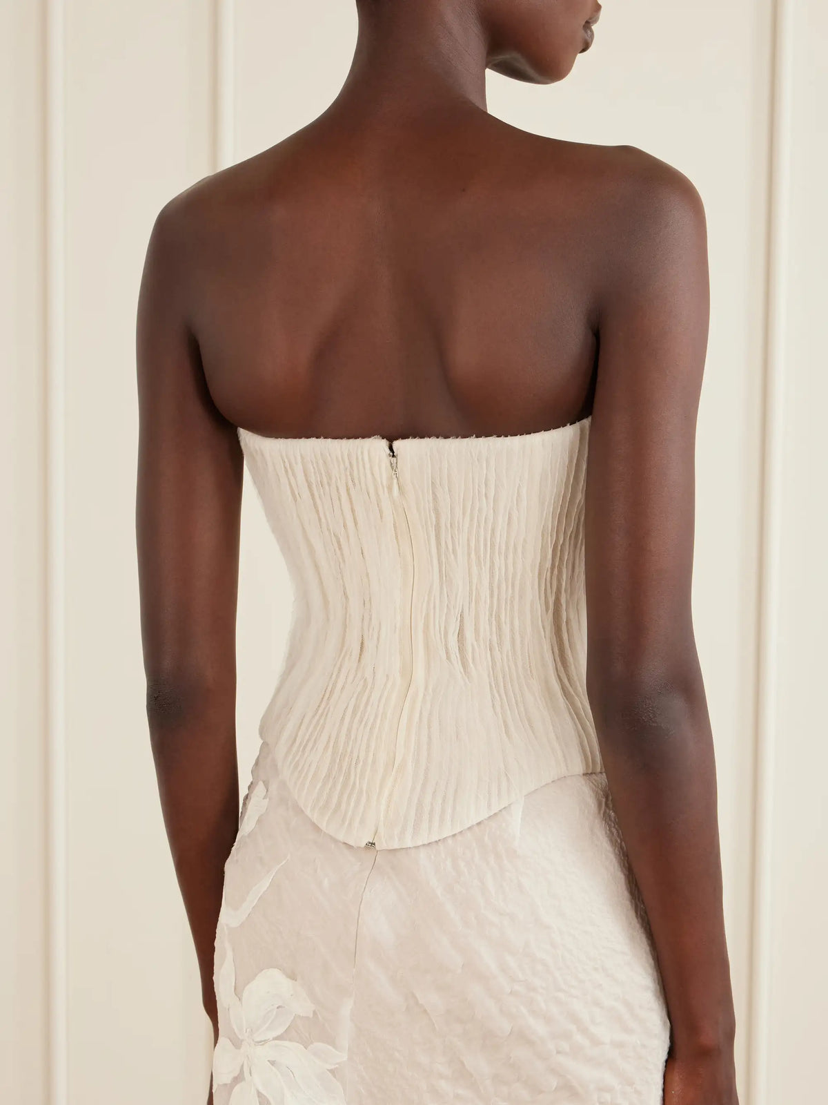 Danielle Frankel Anais Crinkled-organza Bustier Top