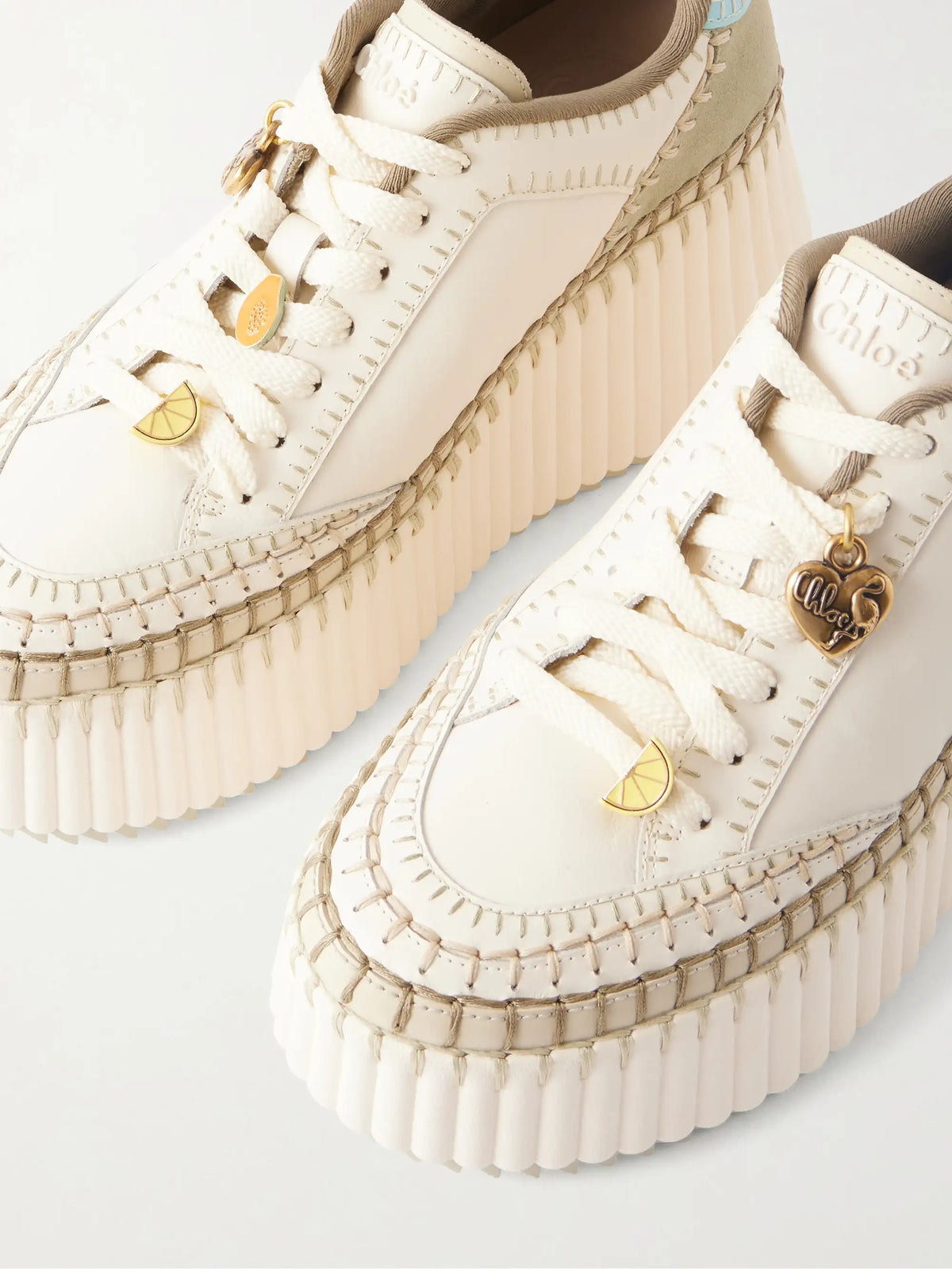 Nama Patchwork Suede-trimmed Leather Platform Sneakers