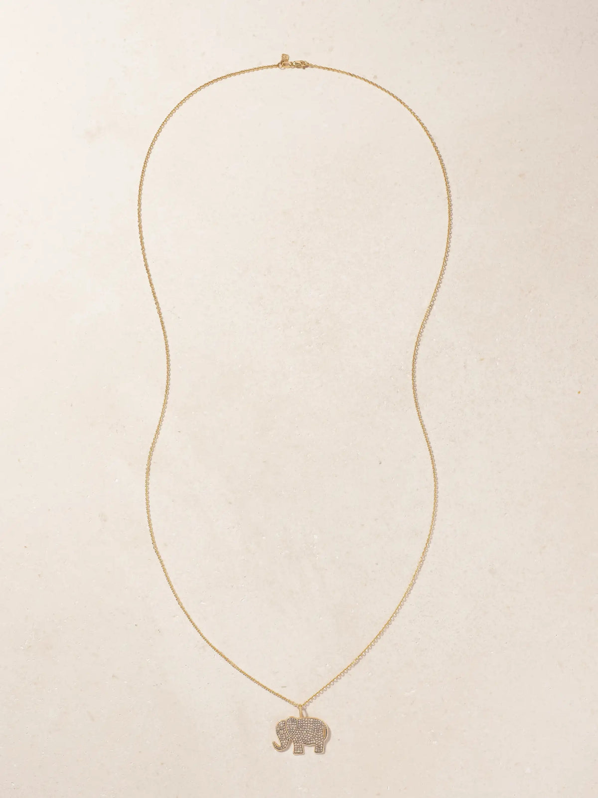 Large Elephant 14-karat Gold Diamond Necklace