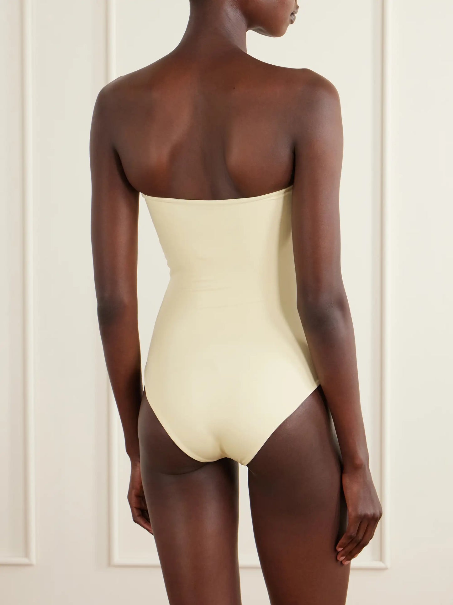 Palm Appliquéd Strapless Swimsuit