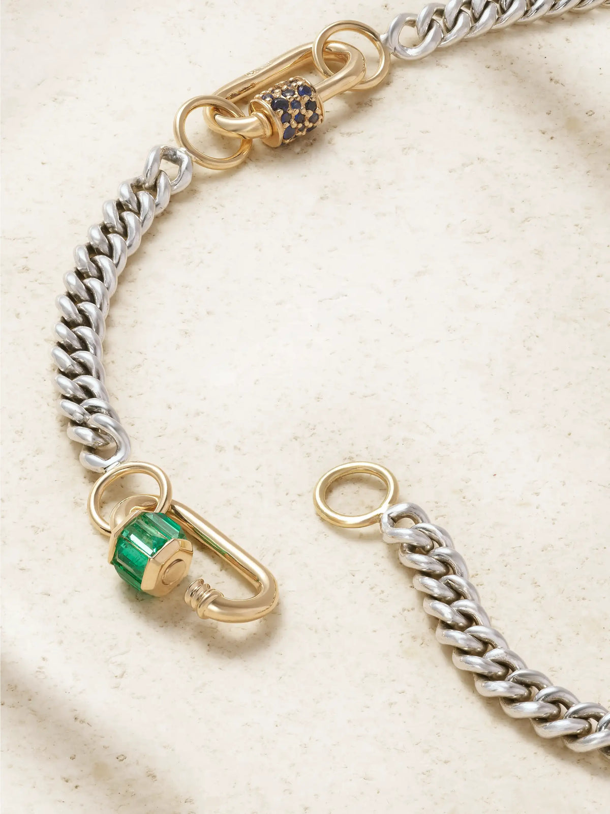 Babylock Sterling Silver And 14-karat Gold, Emerald And Sapphire Necklace