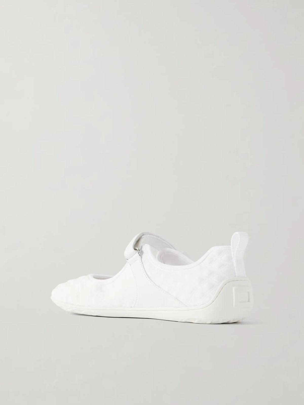Viv Low Buckled Leather And Rubber-trimmed Twill Ballet Flats