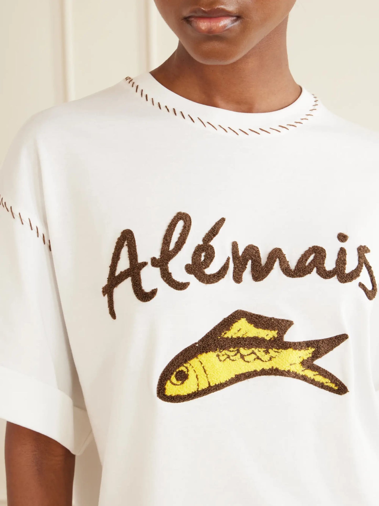 Scuba Embroidered Cotton-jersey T-shirt