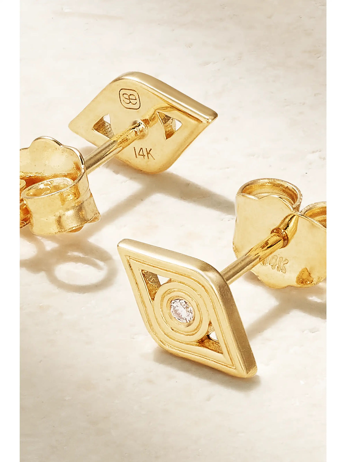 Fluted Evil Eye 14-karat Gold Diamond Earrings