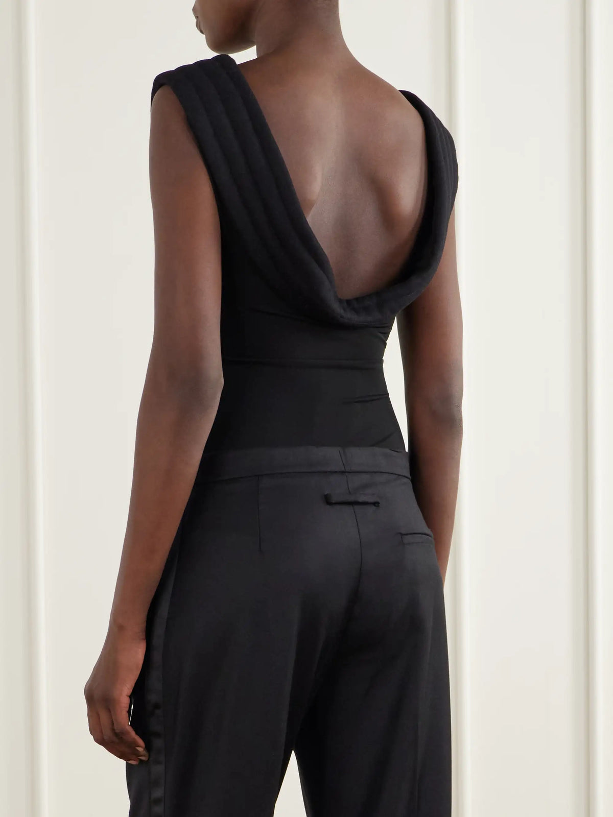 Jean Paul Gaultier Wool-trimmed Stretch-crepe Jersey Bodysuit