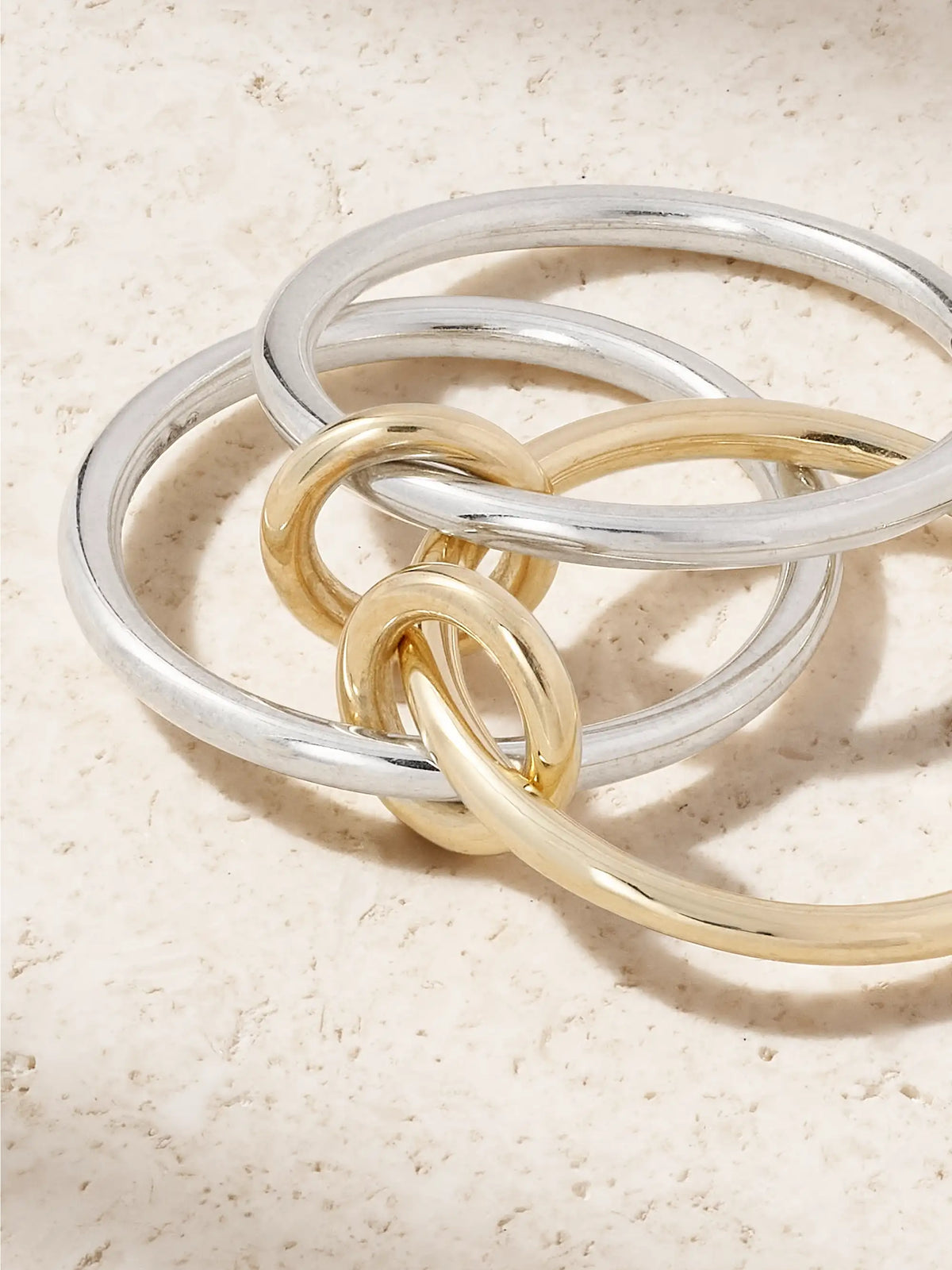 Solarium Set Of Three 18-karat Gold And Sterling Silver Rings