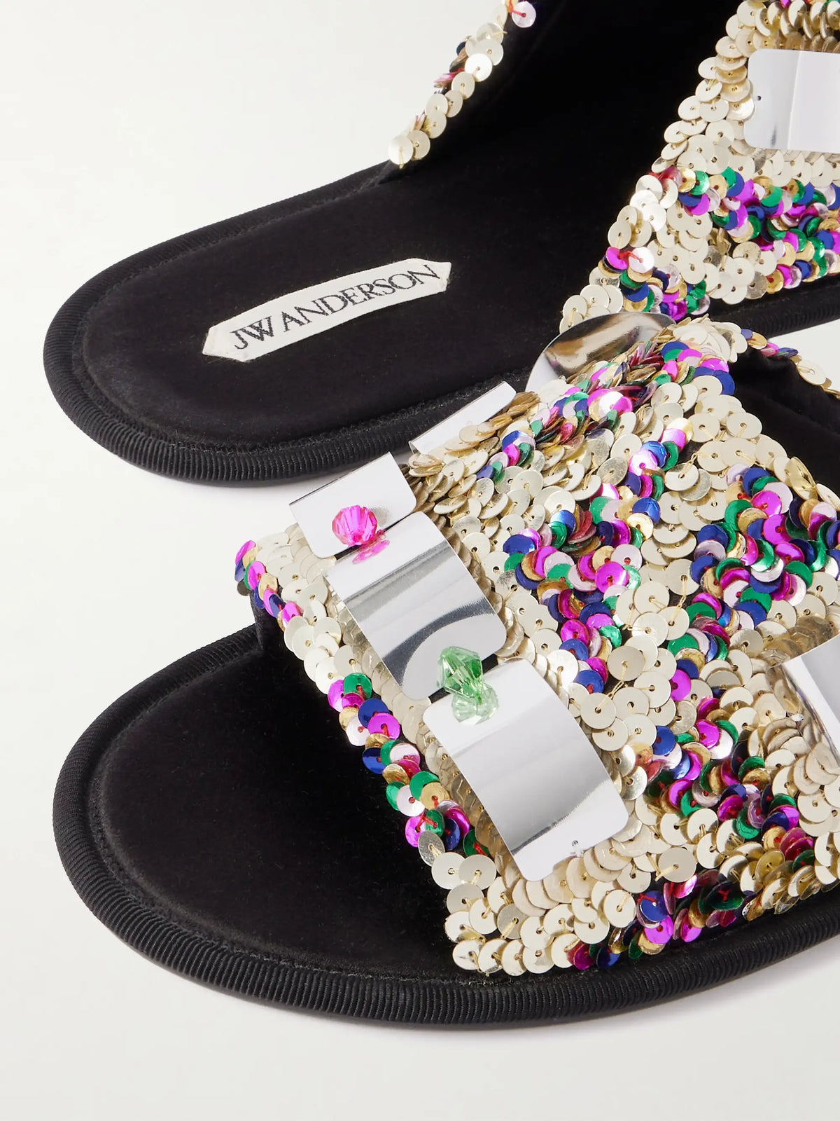 Embellished Sequined Grosgrain Slides