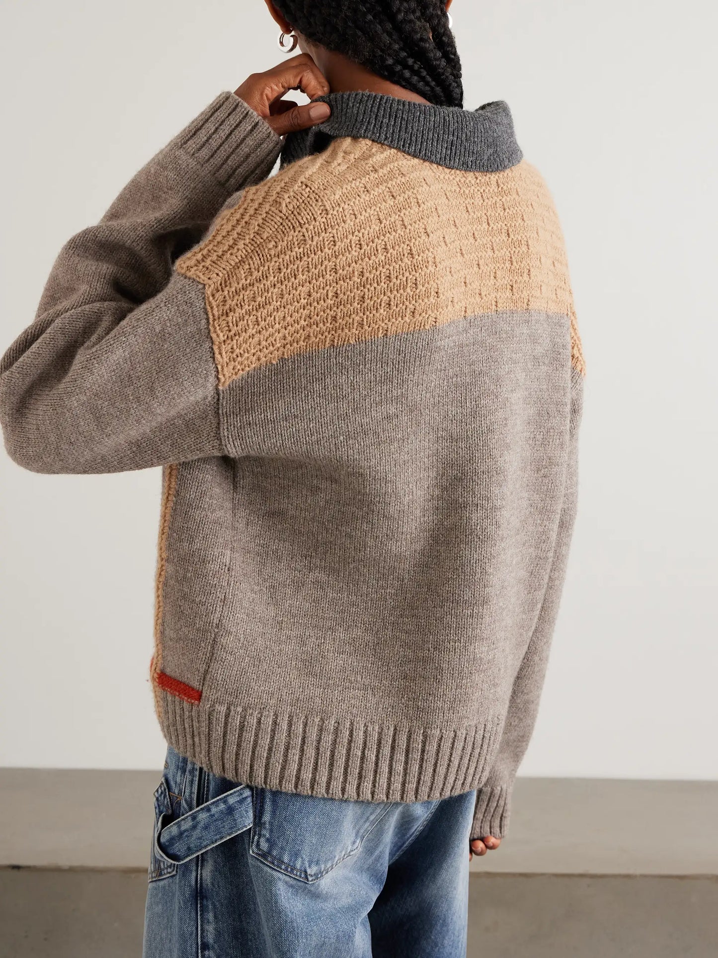 Intarsia-knit Wool Polo Sweater