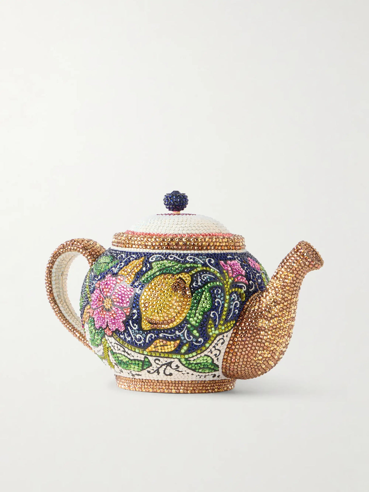 Teapot Crystal-embellished Gold-tone Clutch