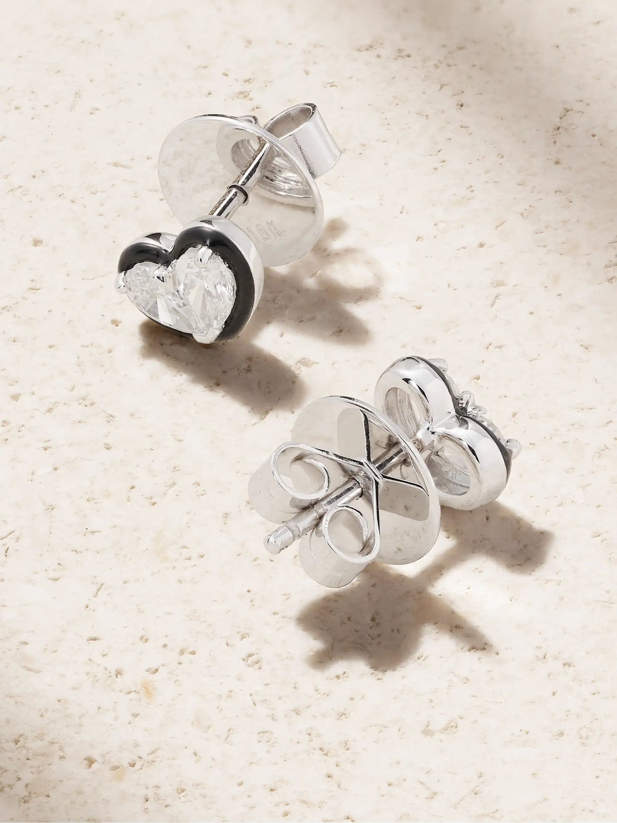 Heartbeats 18-karat White Gold, Diamond And Enamel Earrings