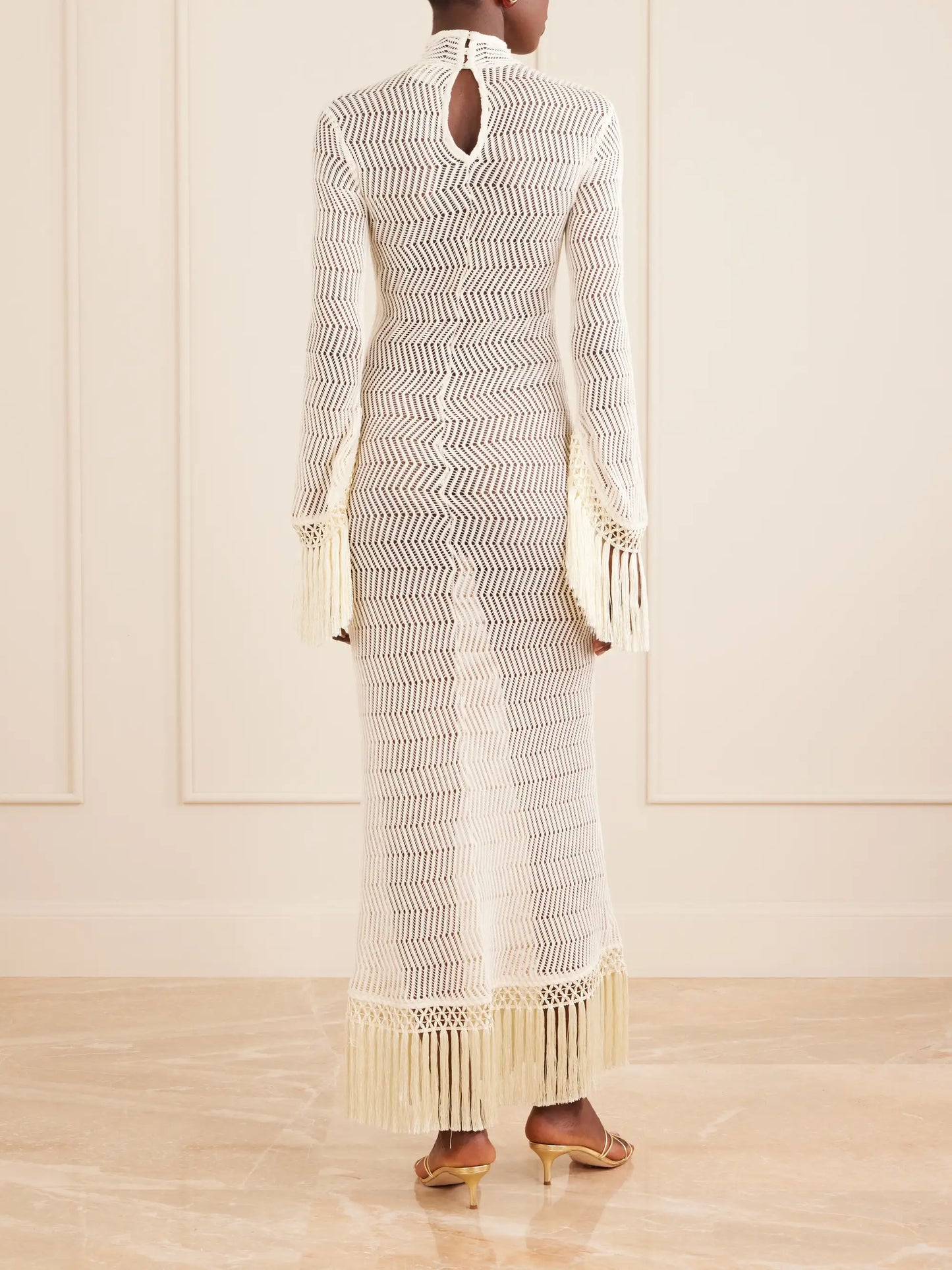 New Mexico Fringed Open-knit Cotton Gown