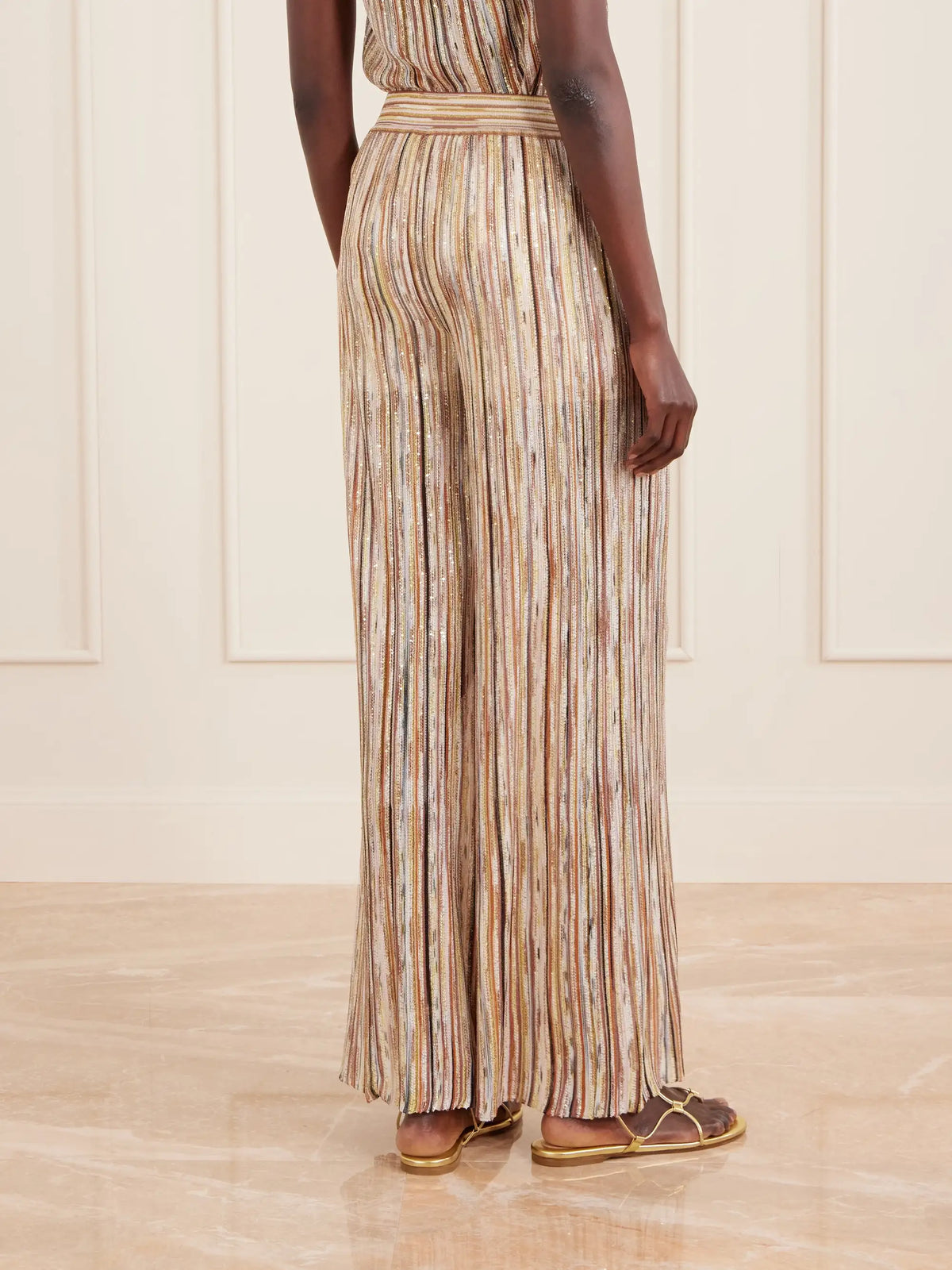 Mare Embellished Metallic Crochet-knit Wide-leg Pants
