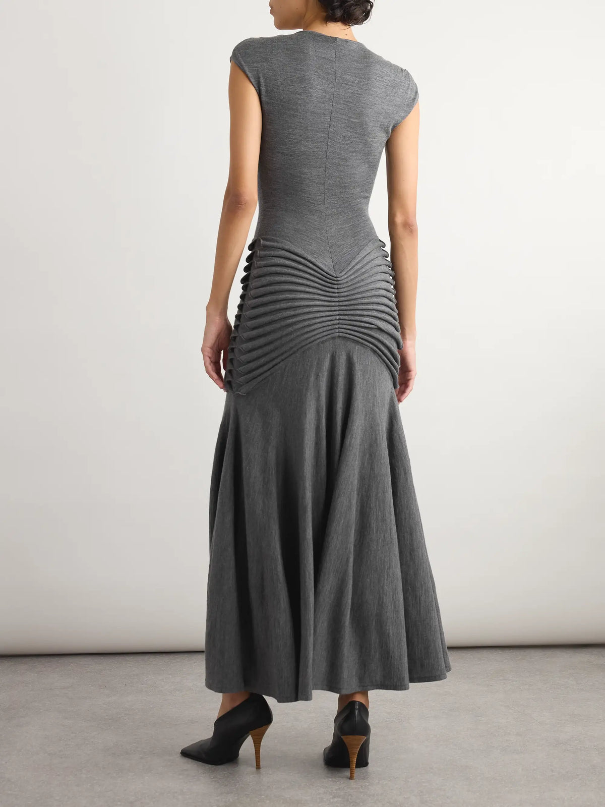 Pleated Wool Maxi Dress