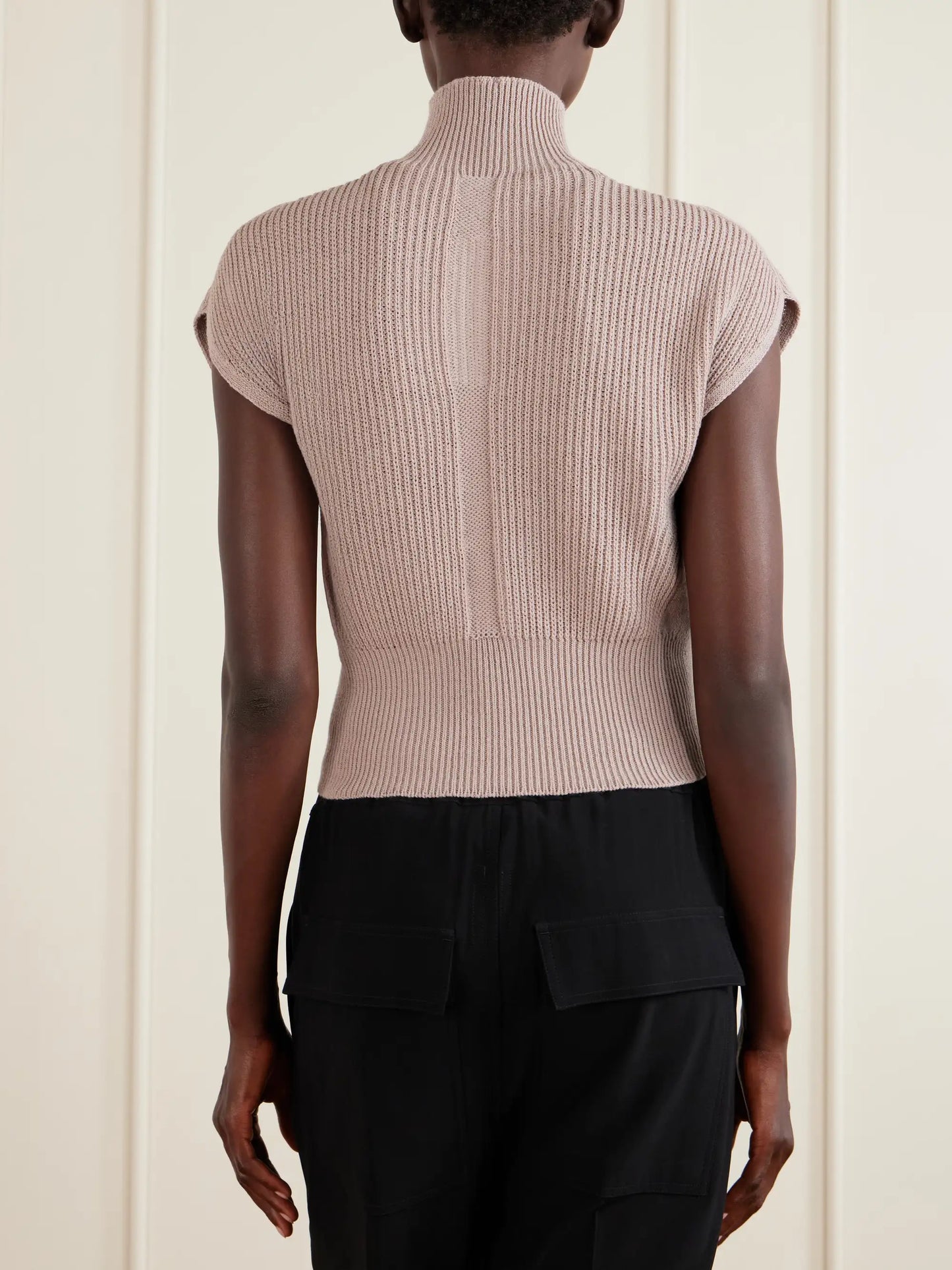 Ribbed Wool Turtleneck Top