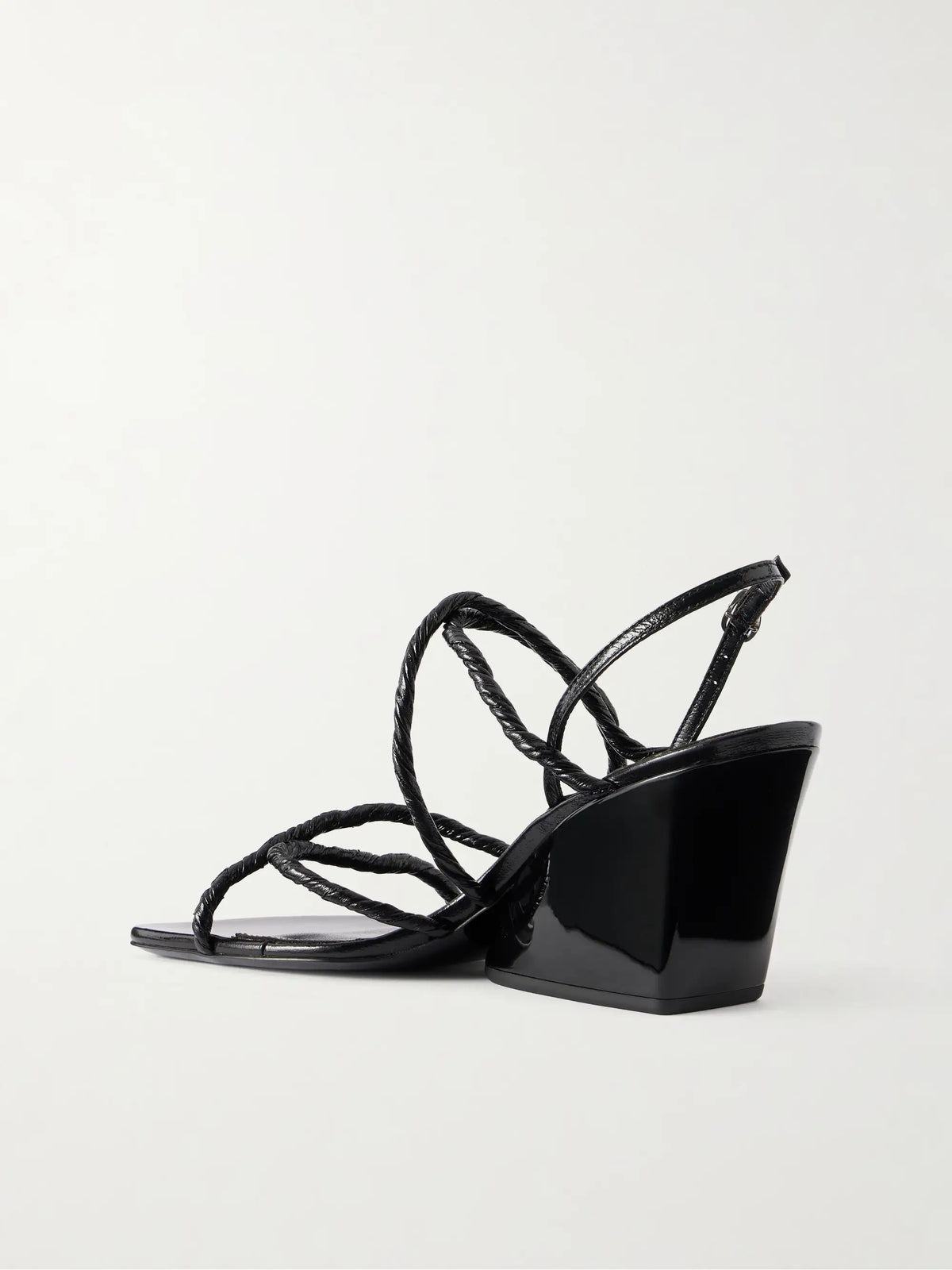Twist Slant Leather Wedge Sandals