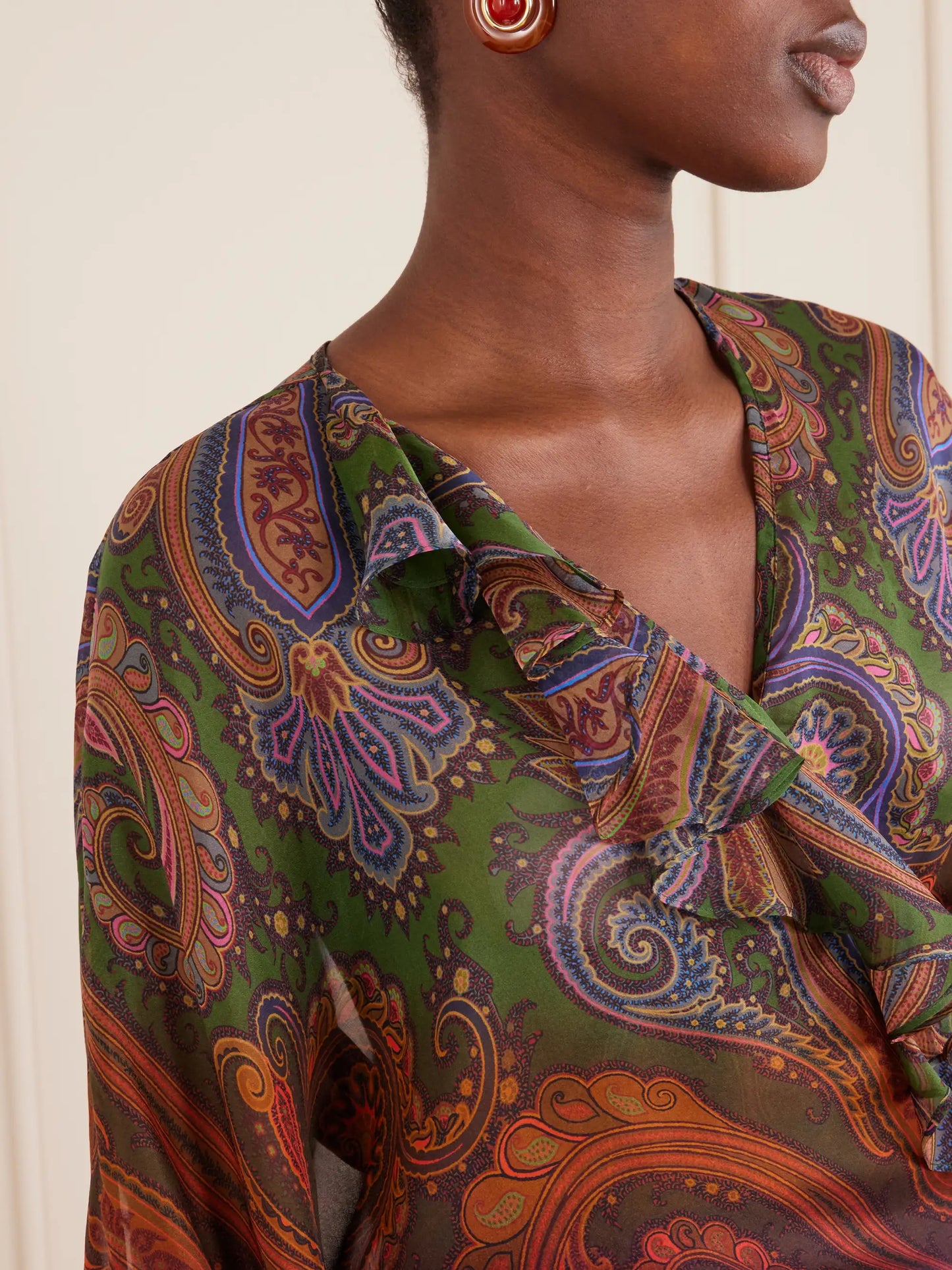 Paisley-printed Silk Blouse