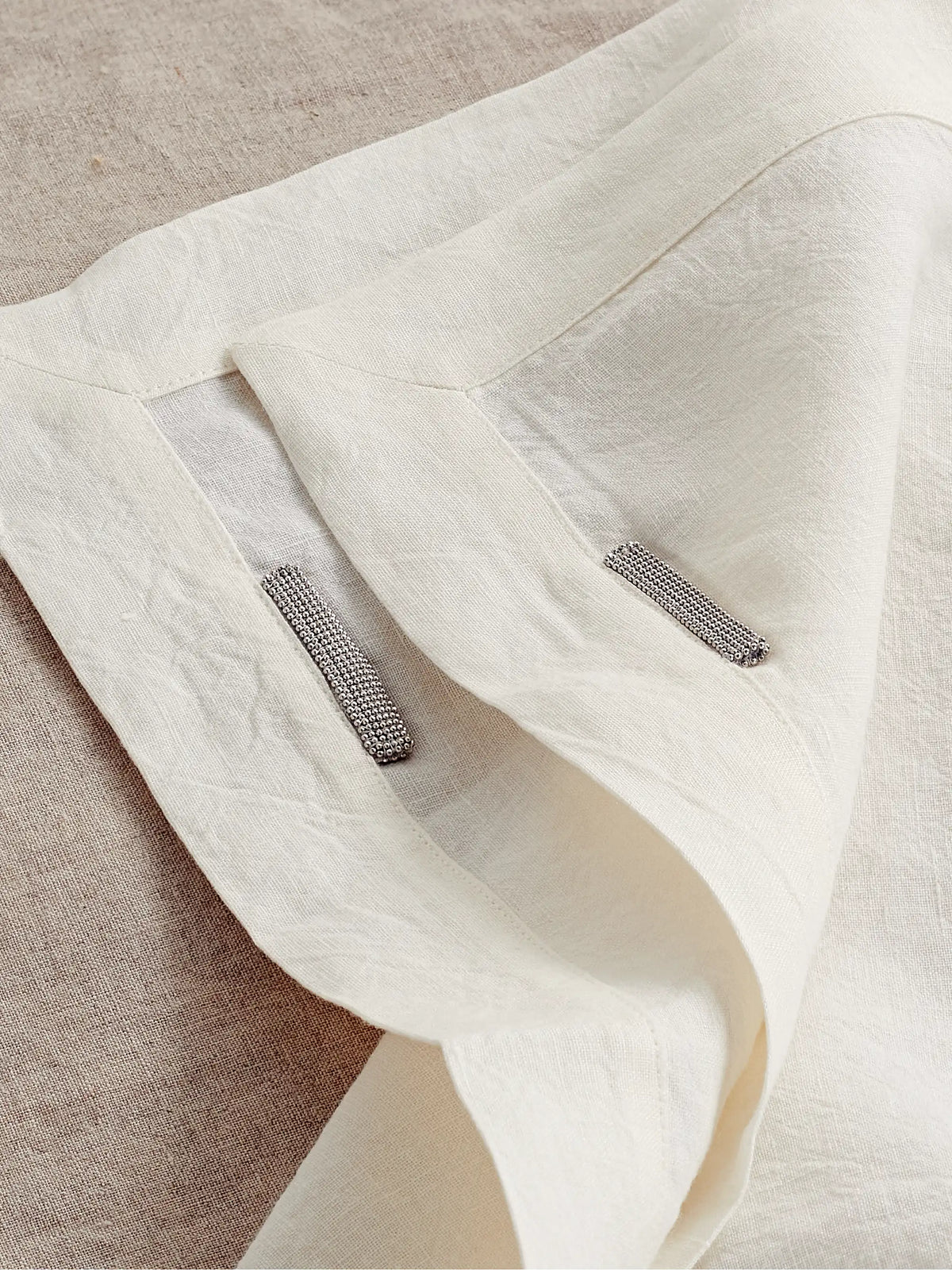 Set Of Two Bead-embellished Linen Placemats