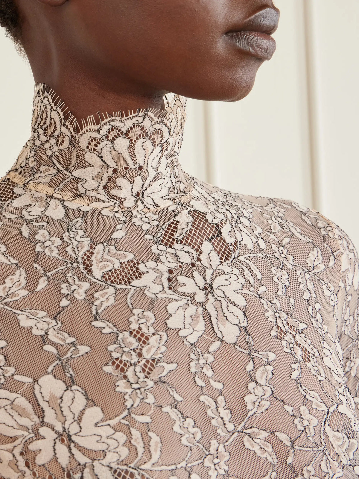 Scalloped Lace Jersey Bodysuit