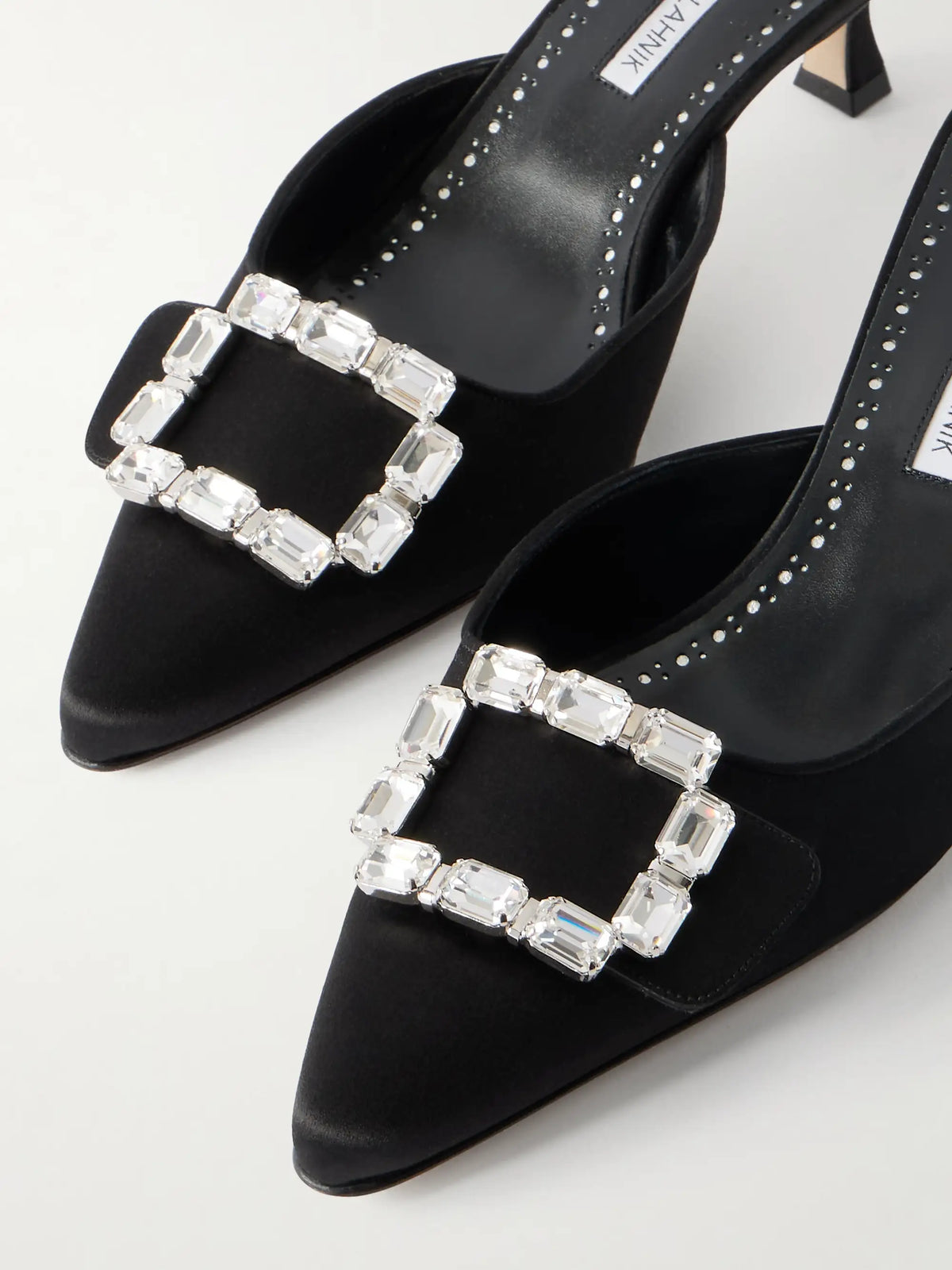 Mayjou 50 Crystal-embellished Satin Mules