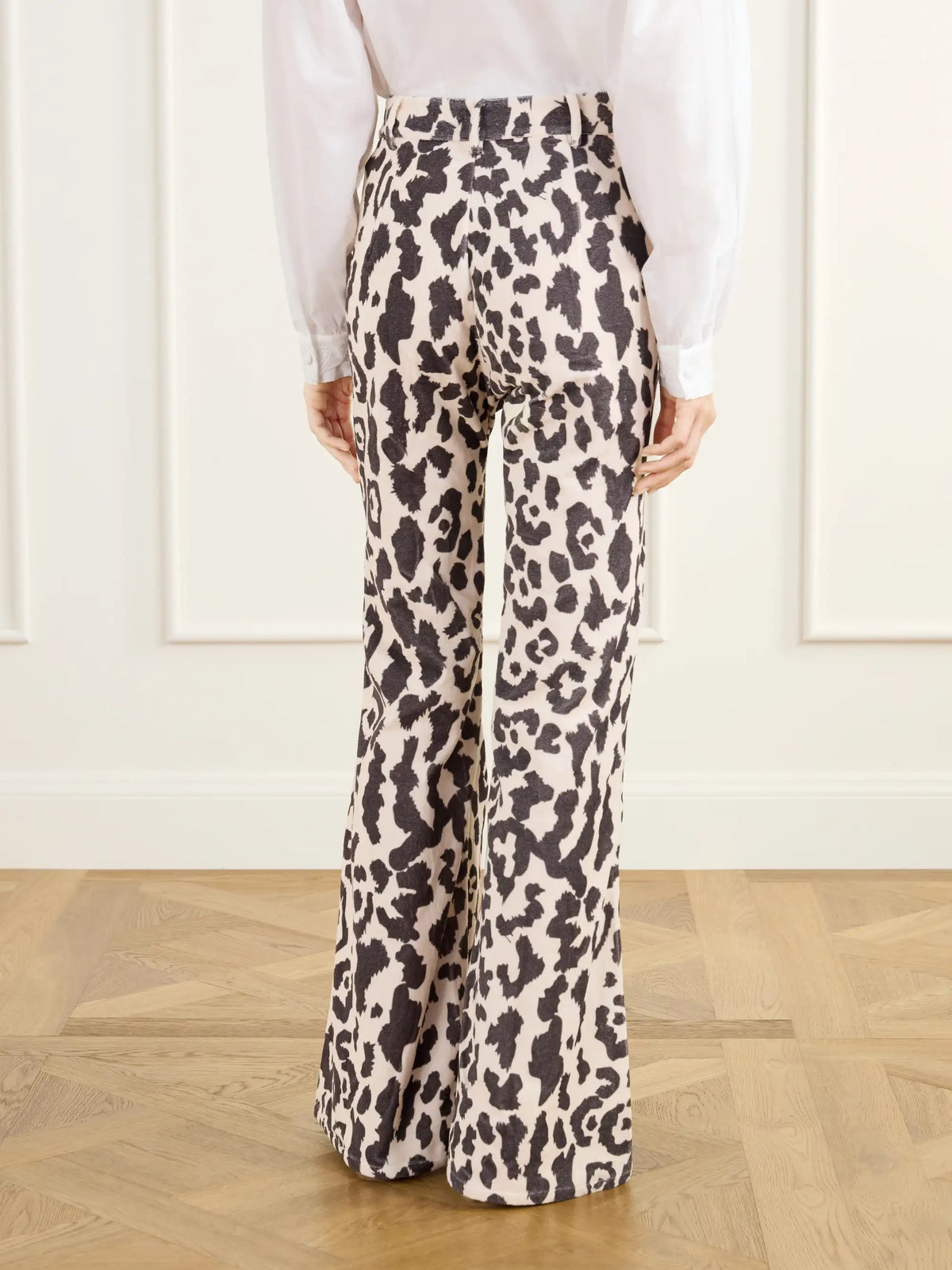 ALIX OF BOHEMIA Bunny Leopard Steppe Cotton-velvet High-rise Flared Jeans