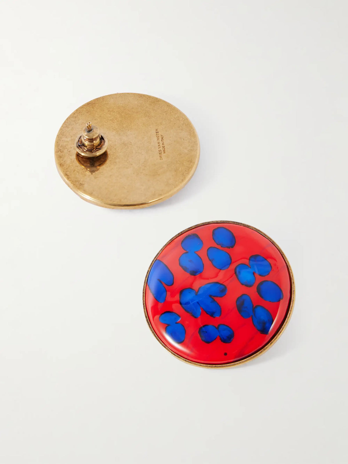 Gold-tone Enamel And Brass Earrings