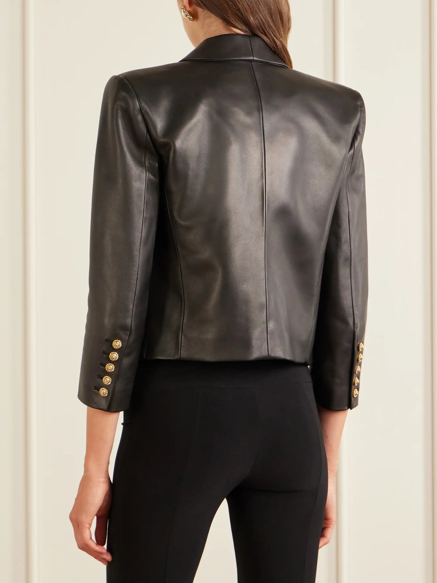 Cropped Leather Biker Jacket