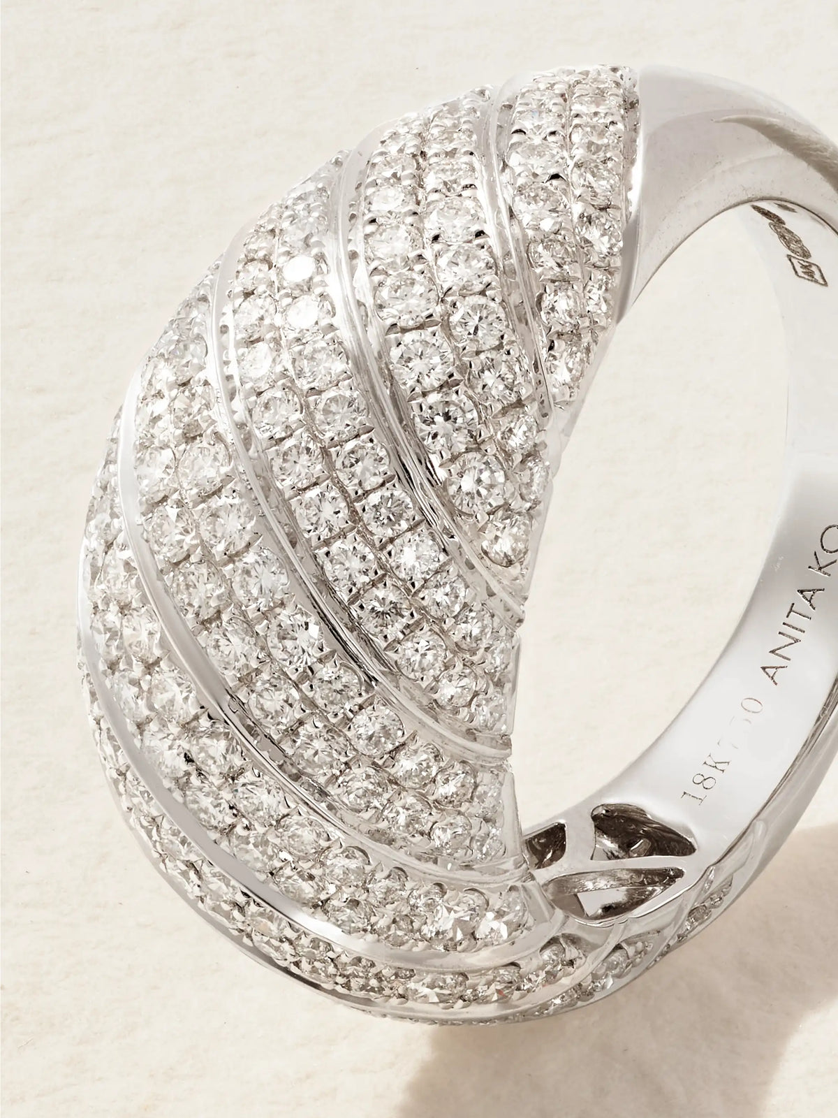 Domed 18-karat White Gold Diamond Ring
