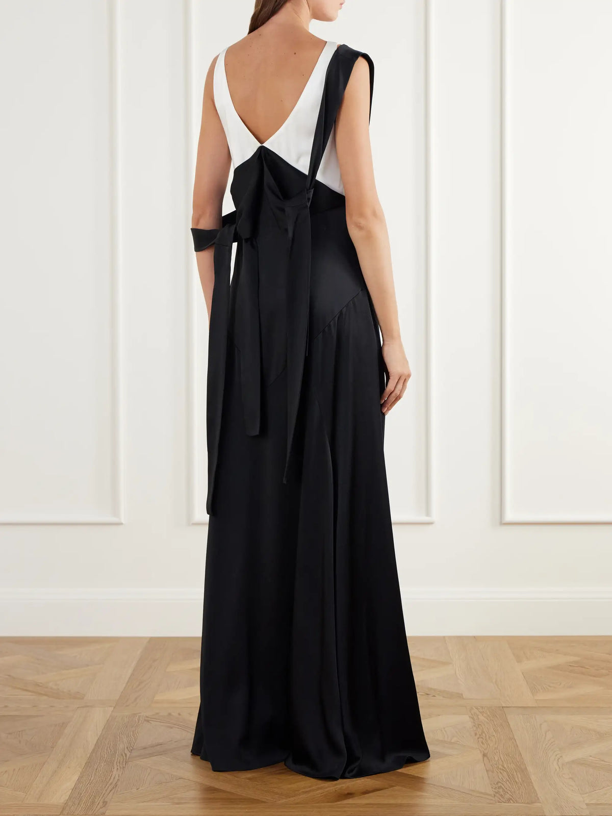Stella McCartney Two-tone Tie-detailed Satin Gown